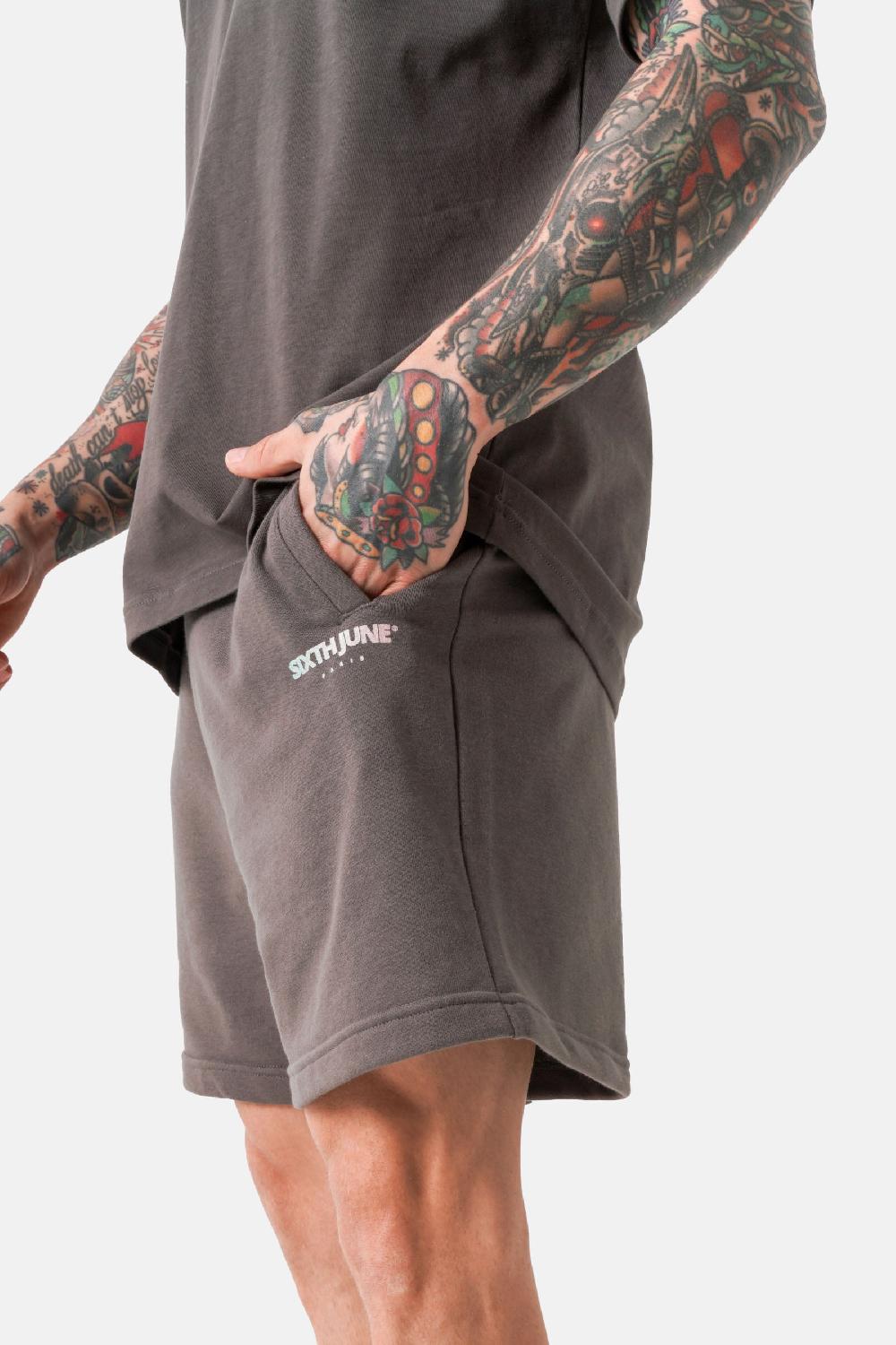 Sixth June Short Imprimé Logo Tie And Dye Gris Foncé