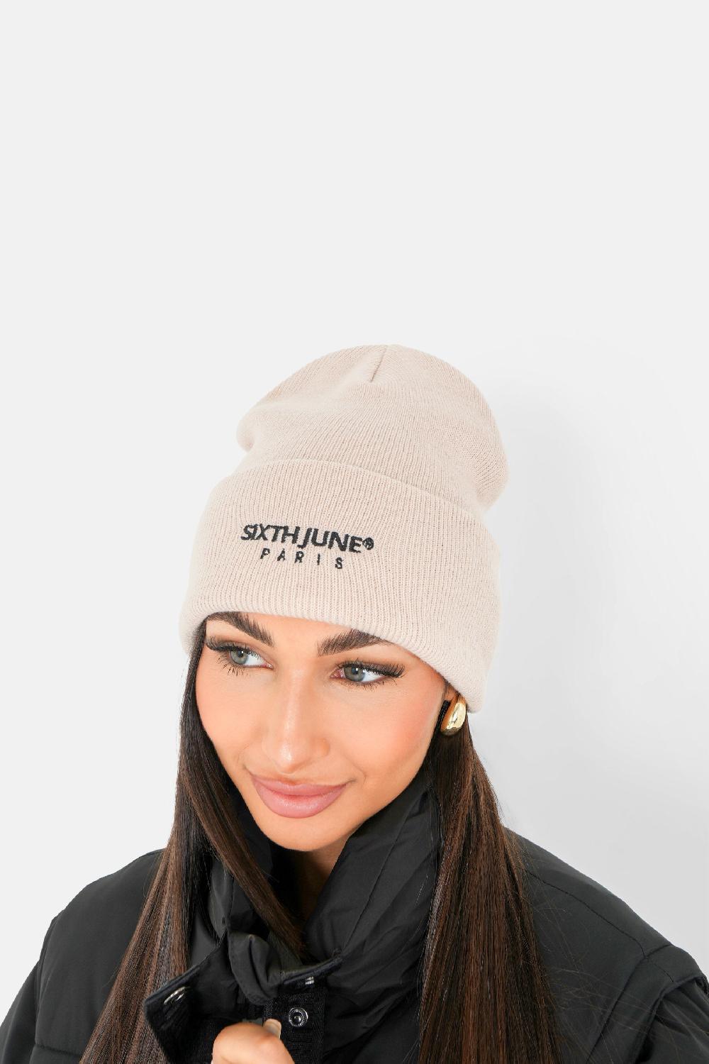 Sixth June Bonnet Logo Brodé Beige