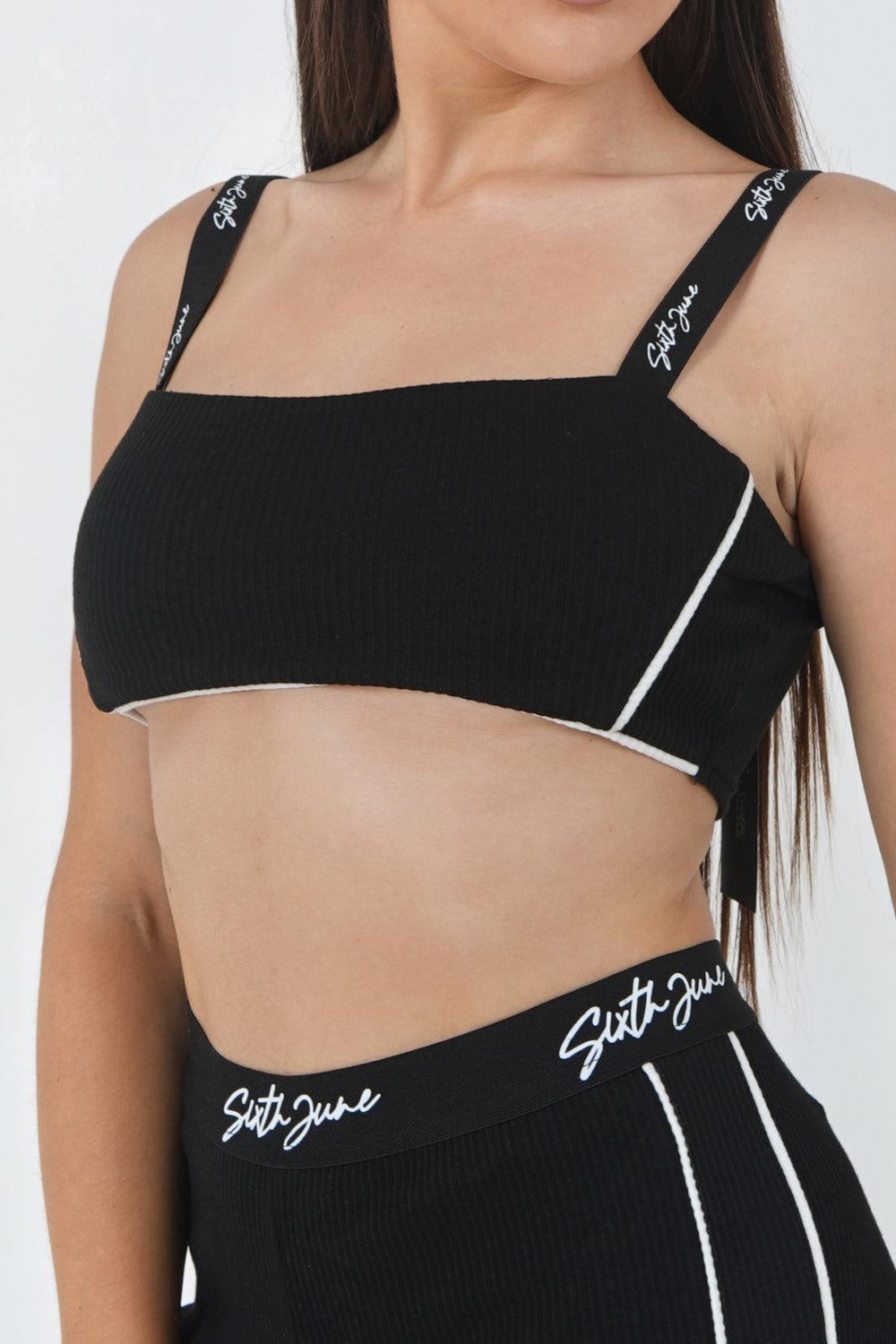 Sixth June Brassière Signature Côtelée Noir