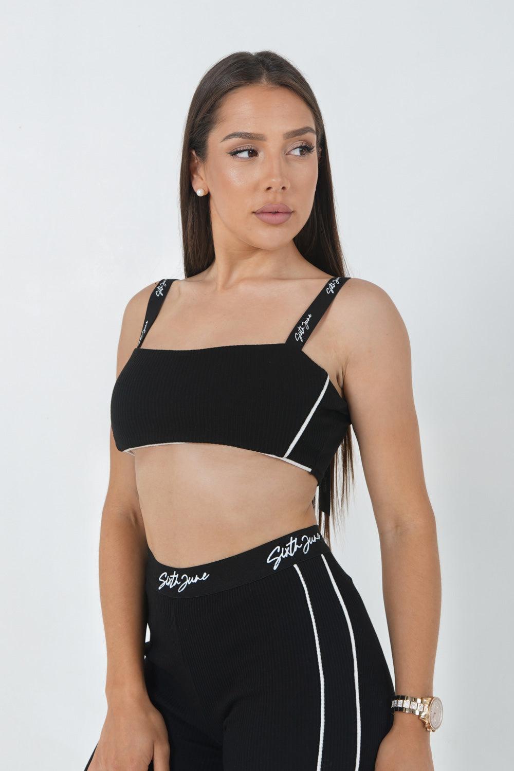 sixth june Brassière signature côtelée Noir