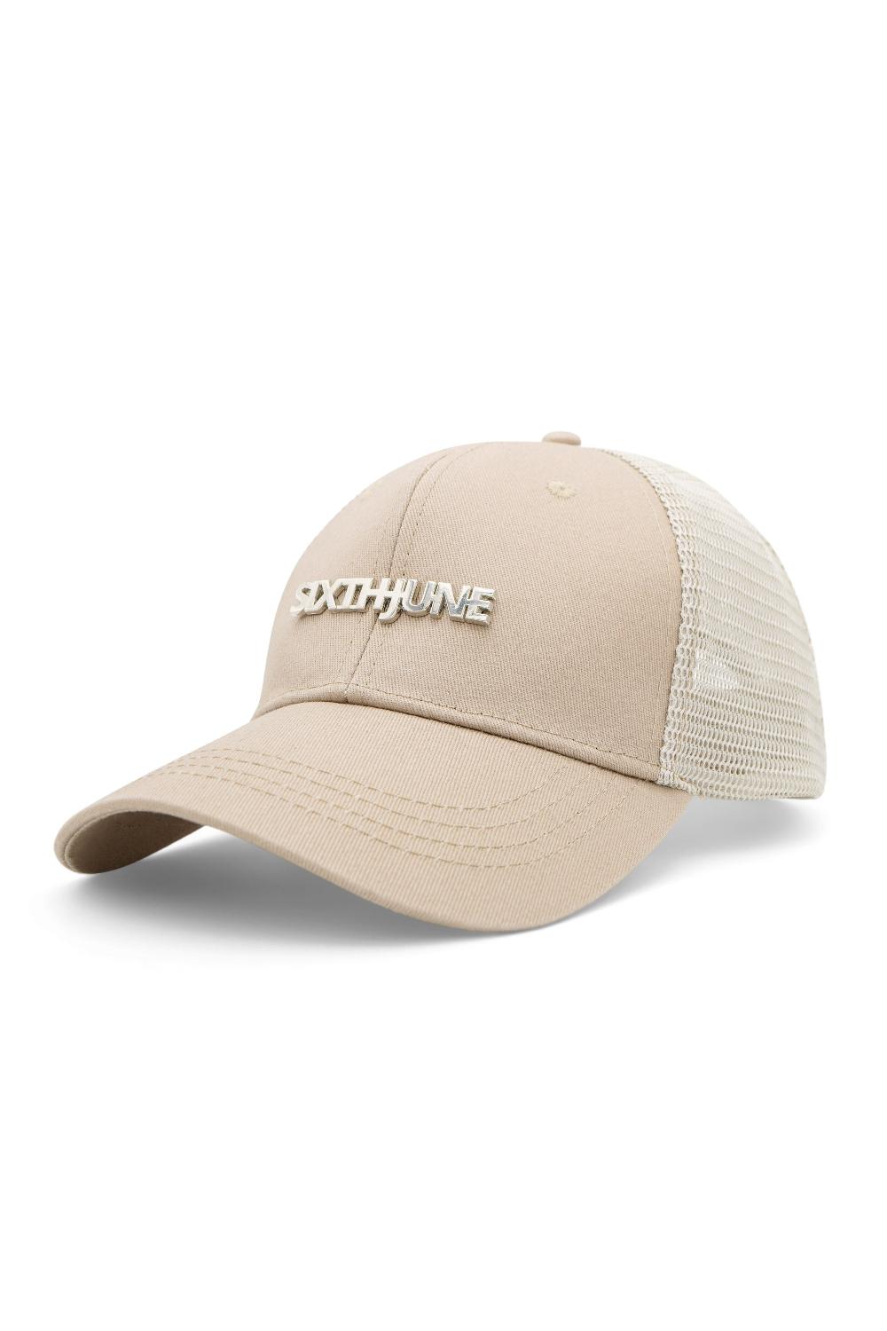 sixth june Casquette logo métallique nylon Beige