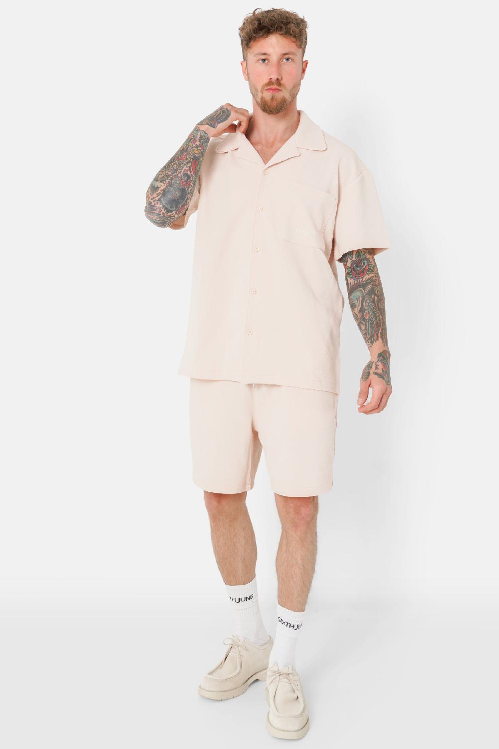 Sixth June Chemise Broderie Texturé Beige