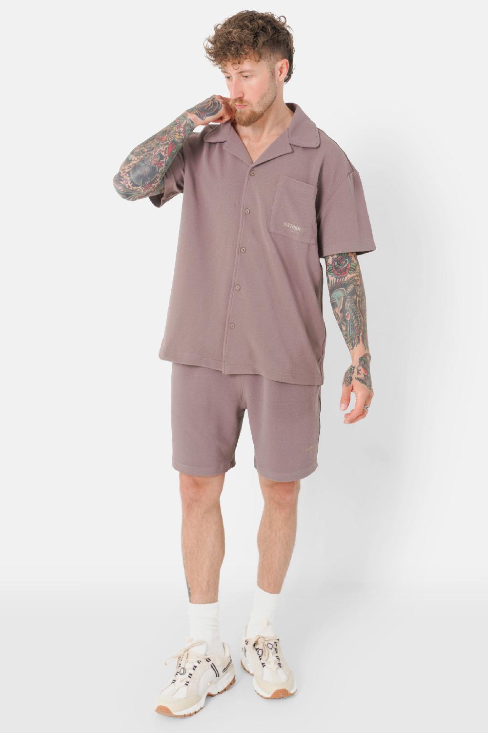 Sixth June Chemise Broderie Texturé Marron Clair