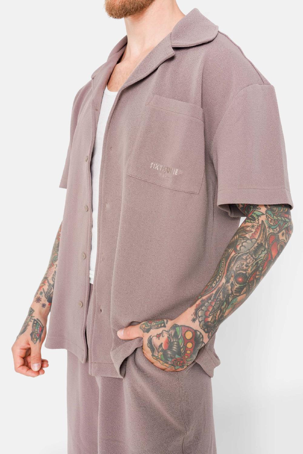 Sixth June Chemise Broderie Texturé Marron Clair
