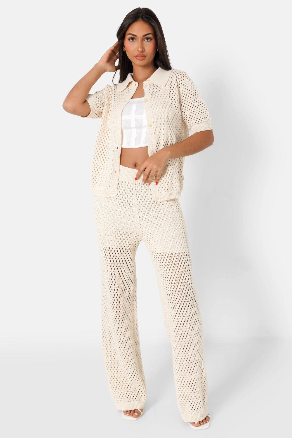 Sixth June Chemise Crochet Details Beige