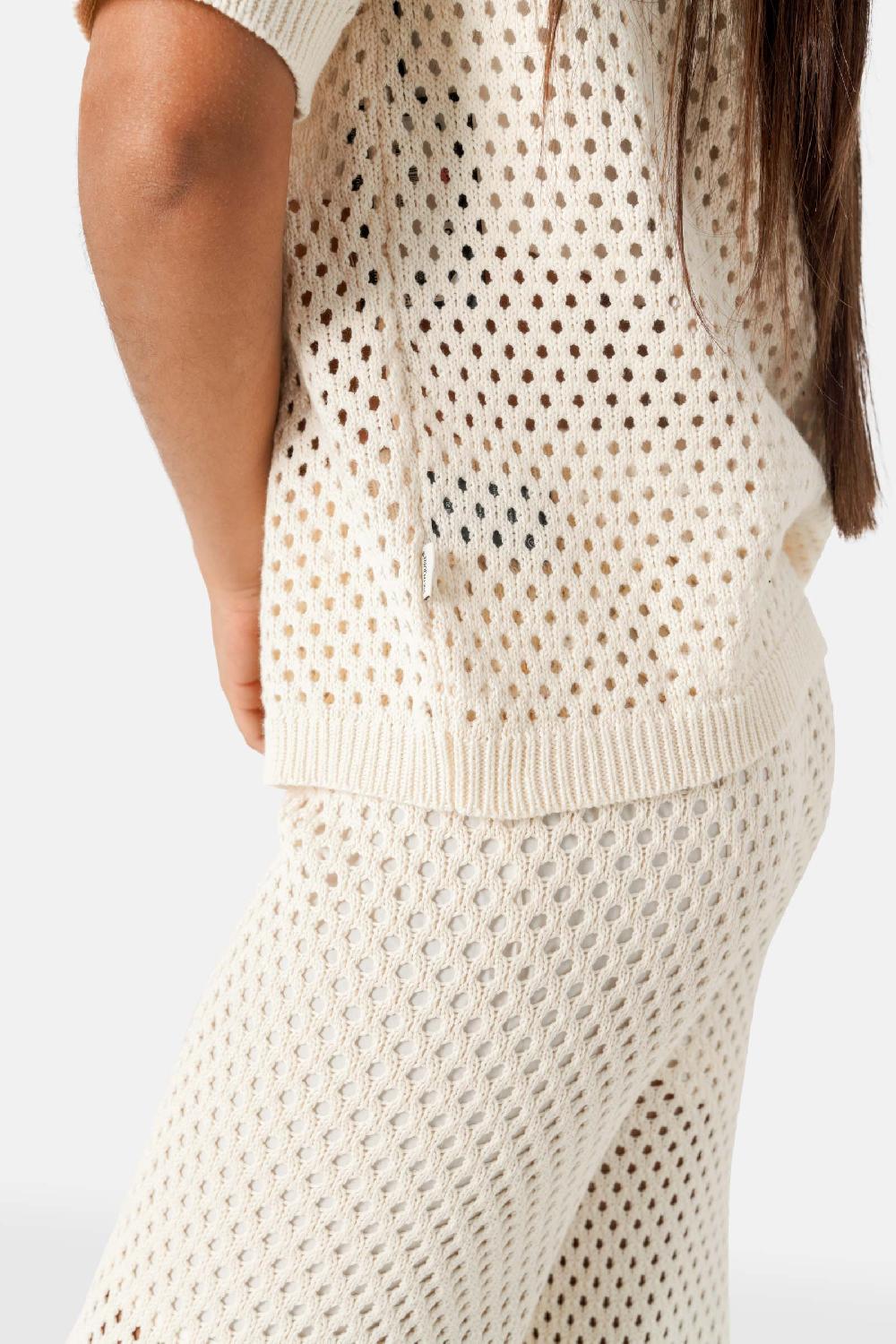 Sixth June Chemise Crochet Details Beige