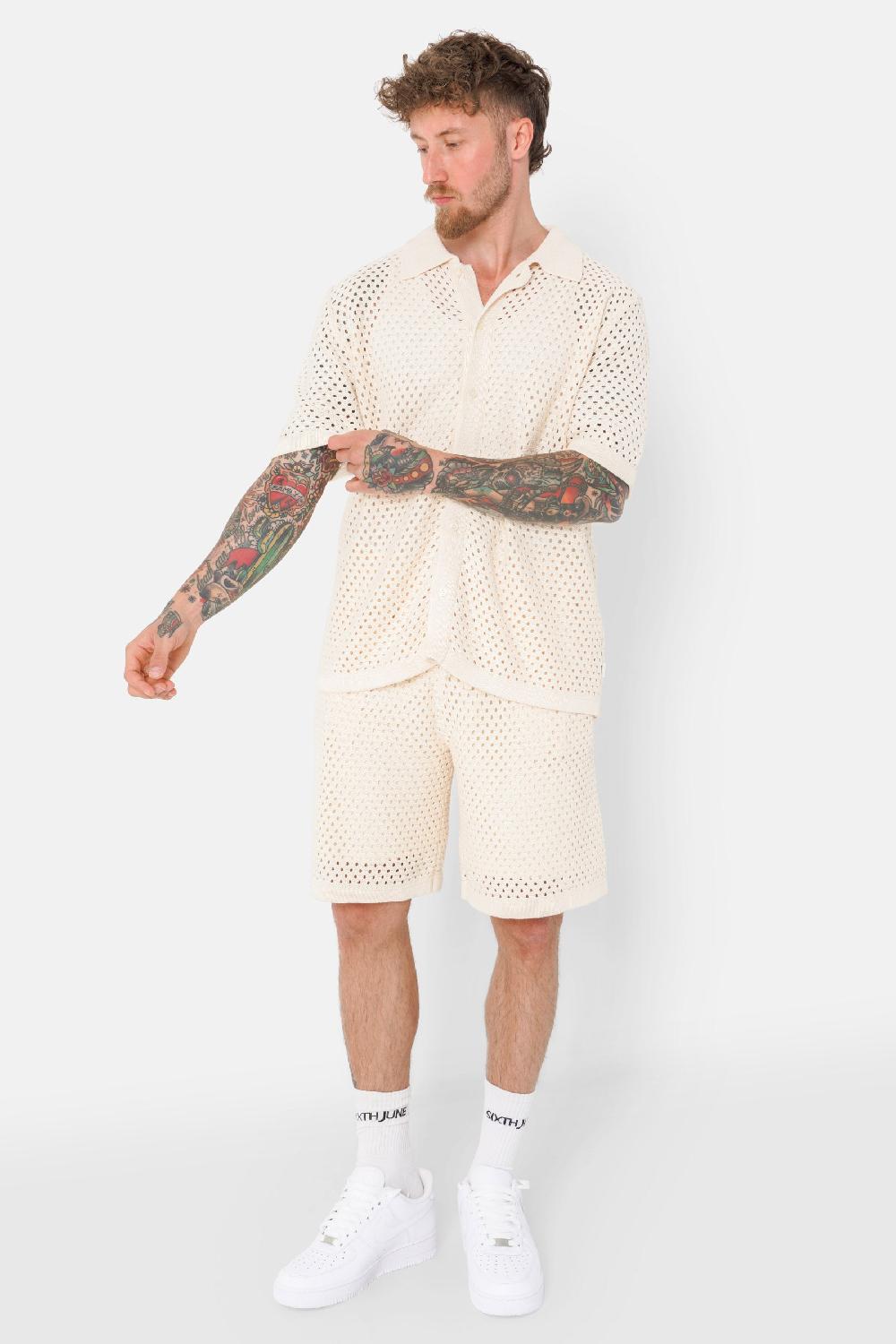 Sixth June Chemise Crochet été Beige