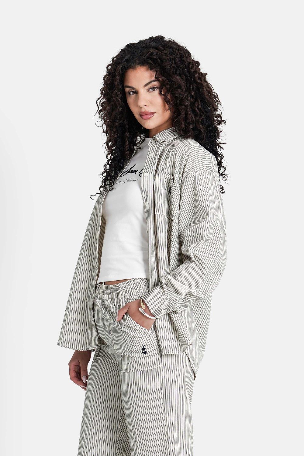 Sixth June Chemise Fluide Rayée Beige