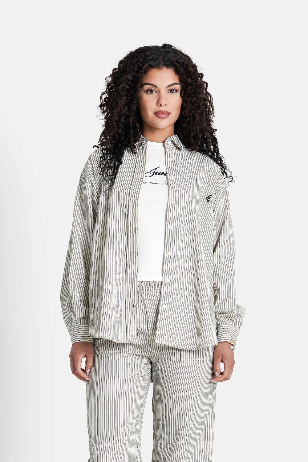 sixth june Chemise fluide rayée Beige