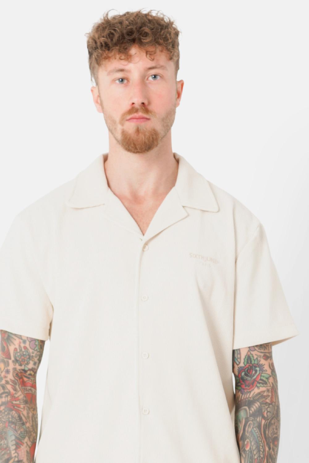 Sixth June Chemise Manches Courtes Plissé Beige