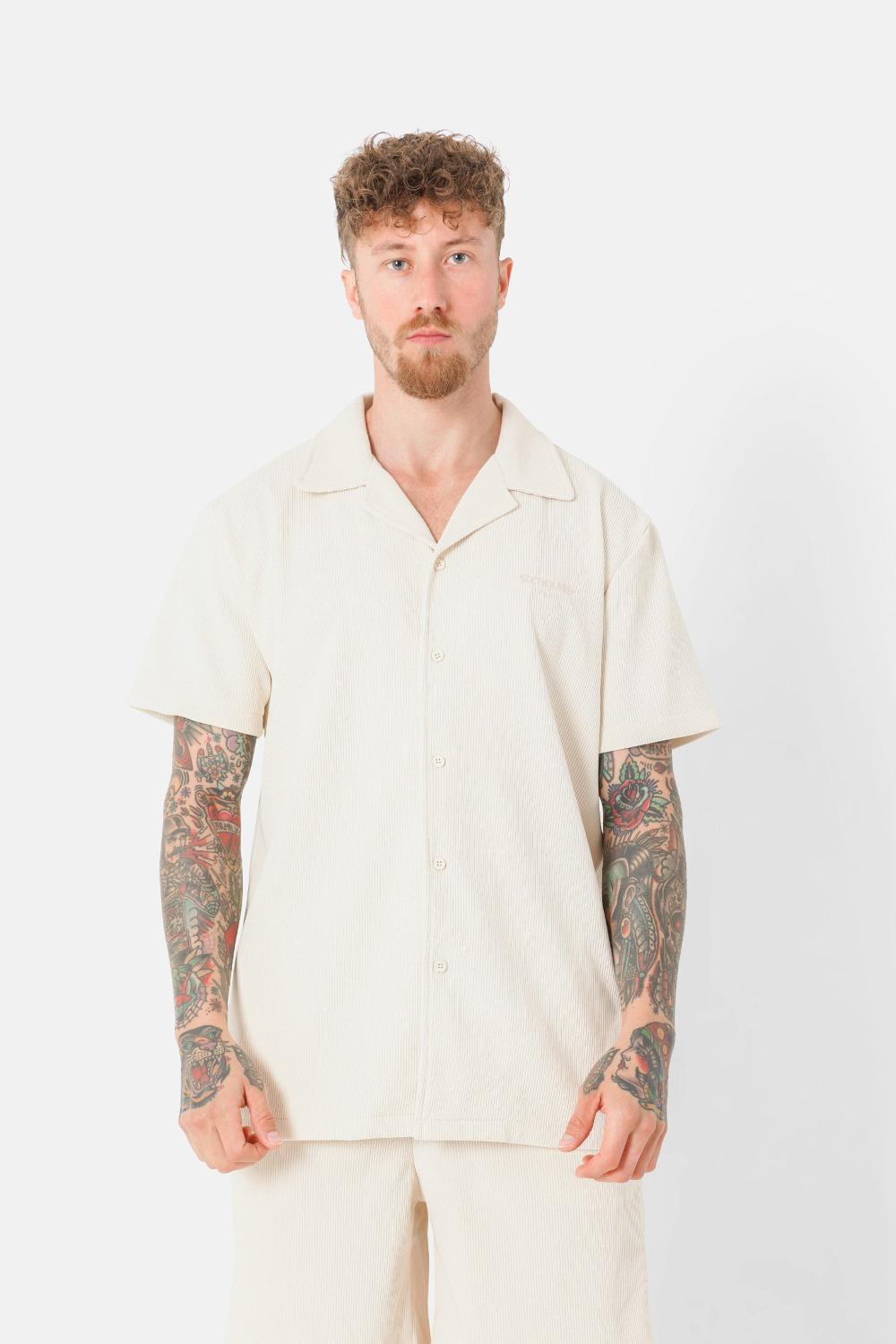 sixth june Chemise manches courtes plissé Beige