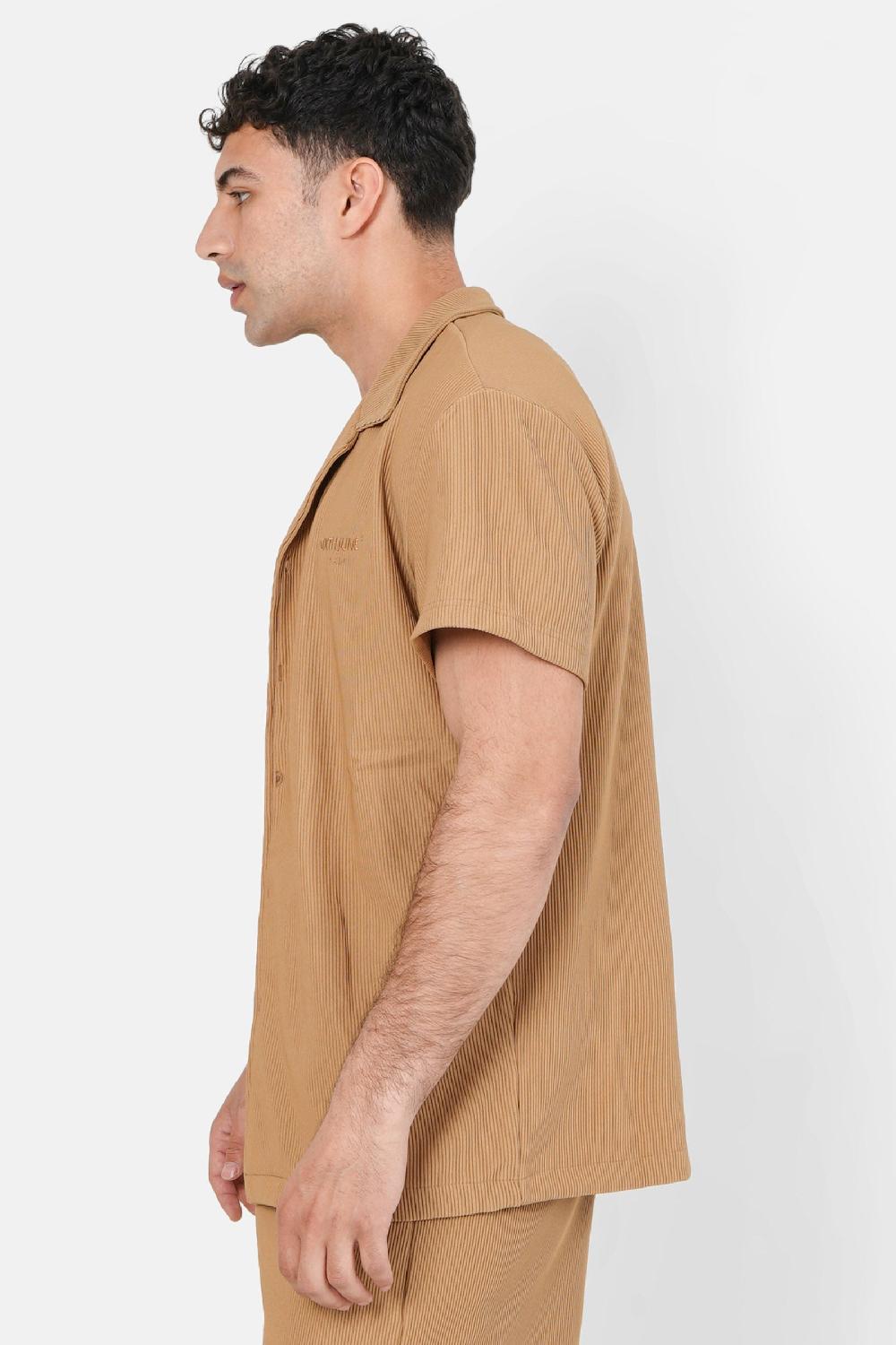 Sixth June Chemise Manches Courtes Plissé Marron