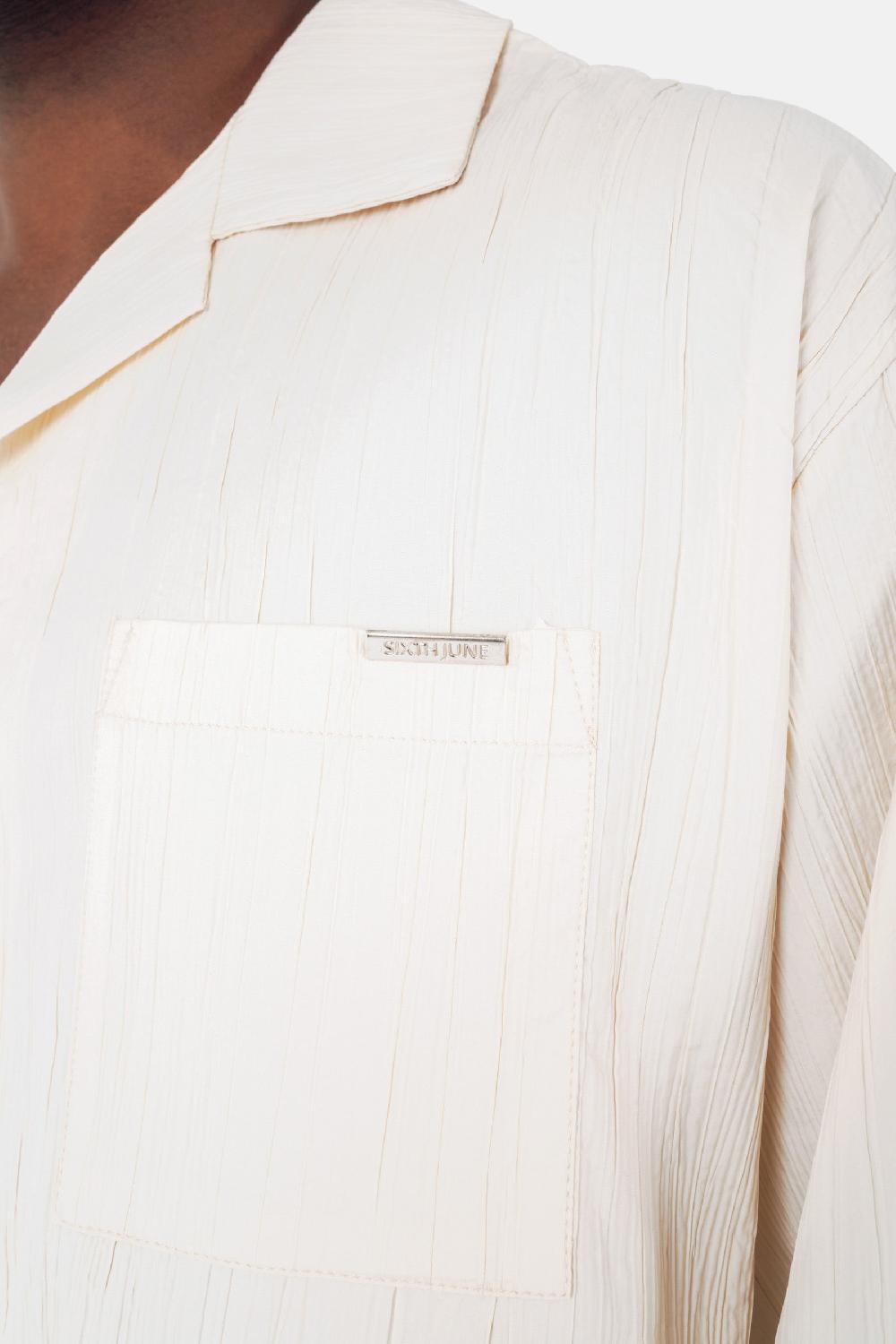 Sixth June Chemise Manches Courtes Texturé Beige