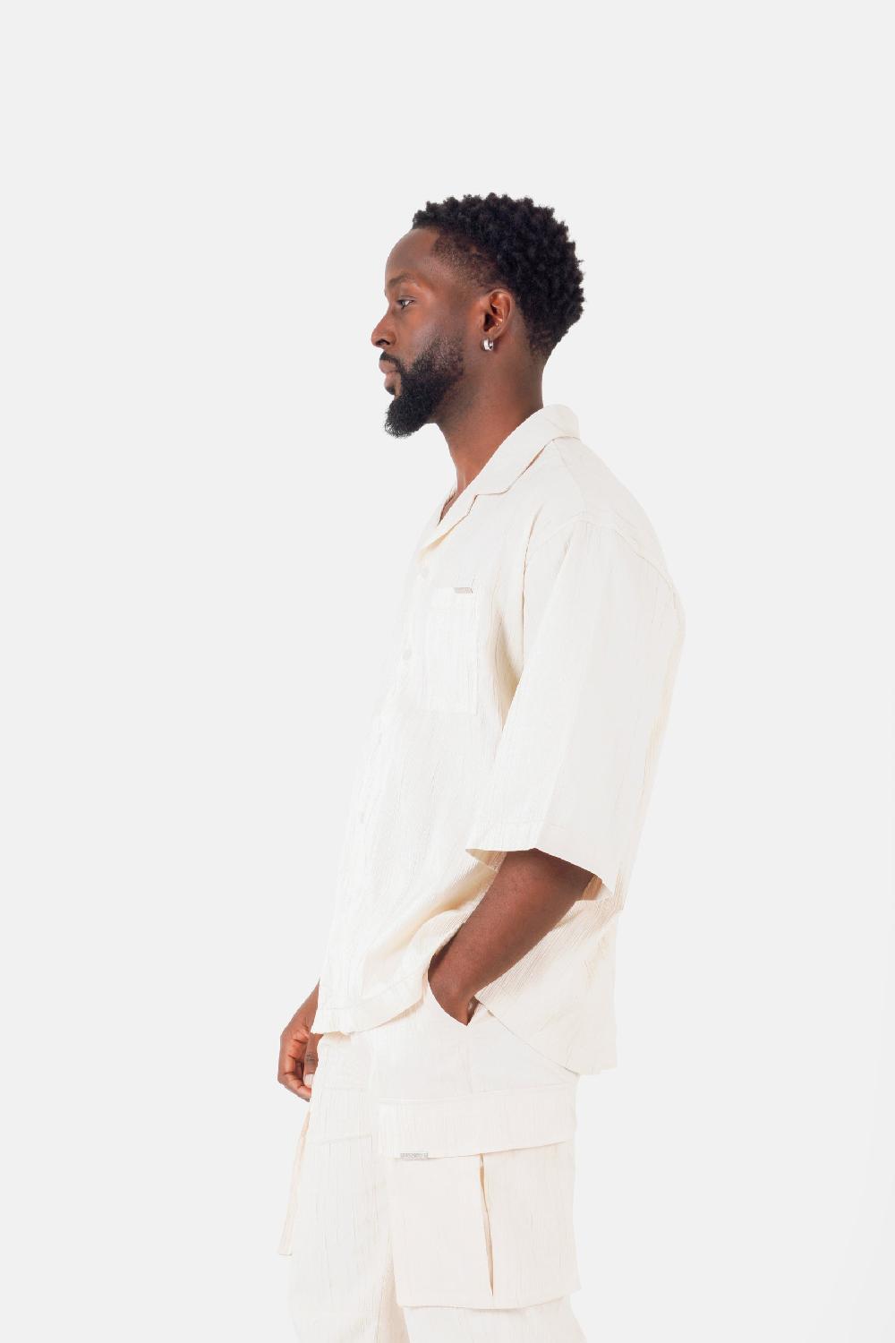 Sixth June Chemise Manches Courtes Texturé Beige