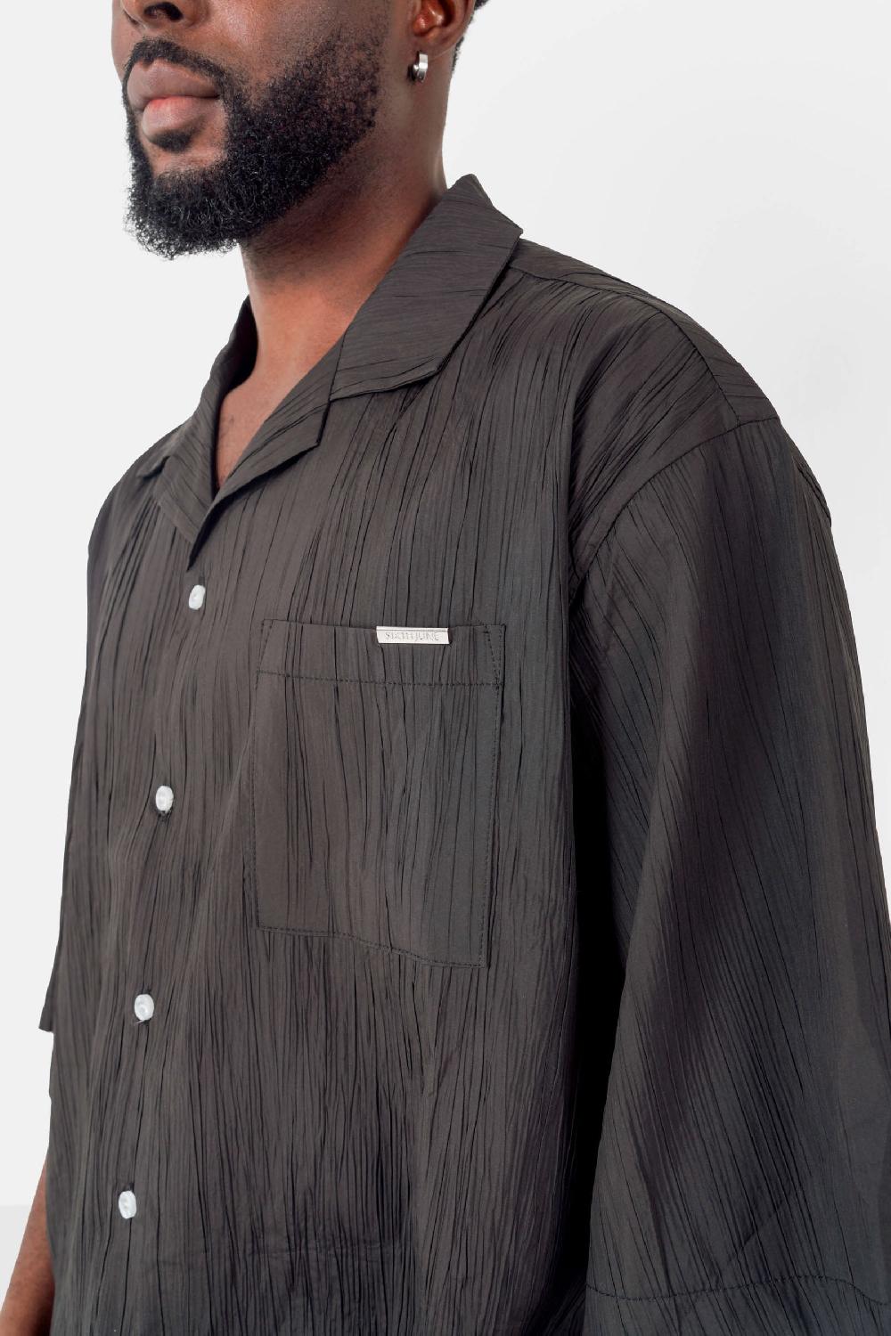 Sixth June Chemise Manches Courtes Texturé Noir