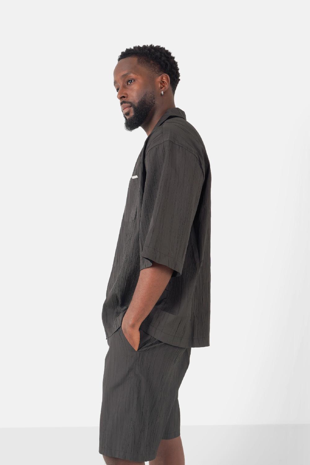 Sixth June Chemise Manches Courtes Texturé Noir