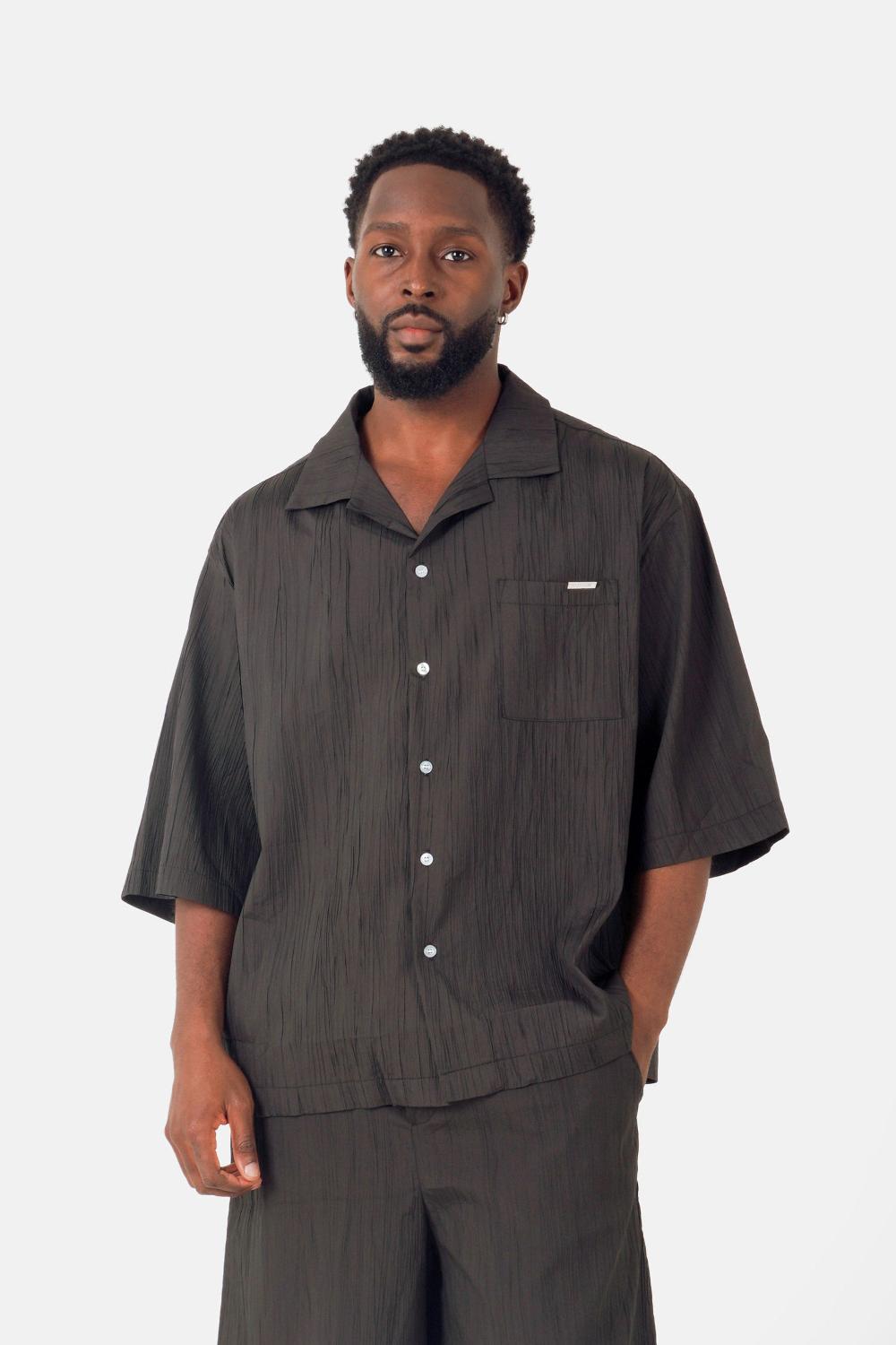 sixth june Chemise manches courtes texturé Noir