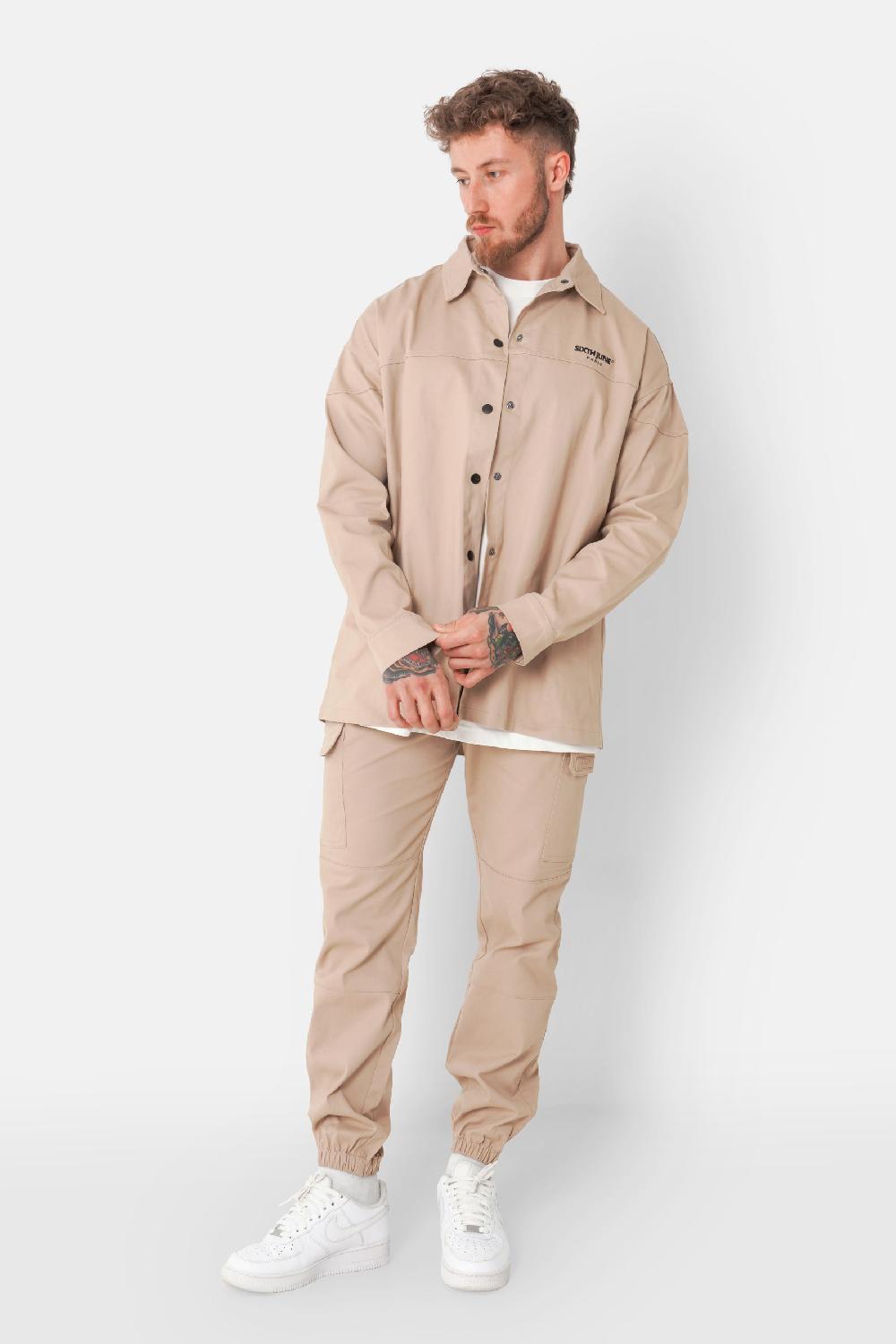 Sixth June Chemise Oversized Logo Beige
