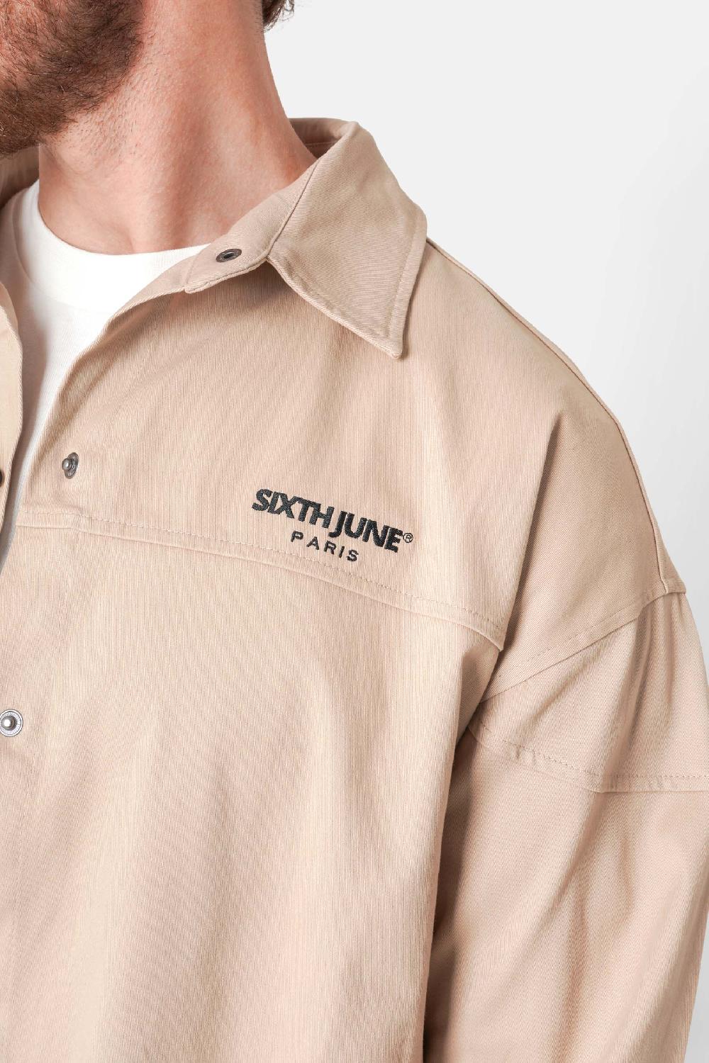 Sixth June Chemise Oversized Logo Beige