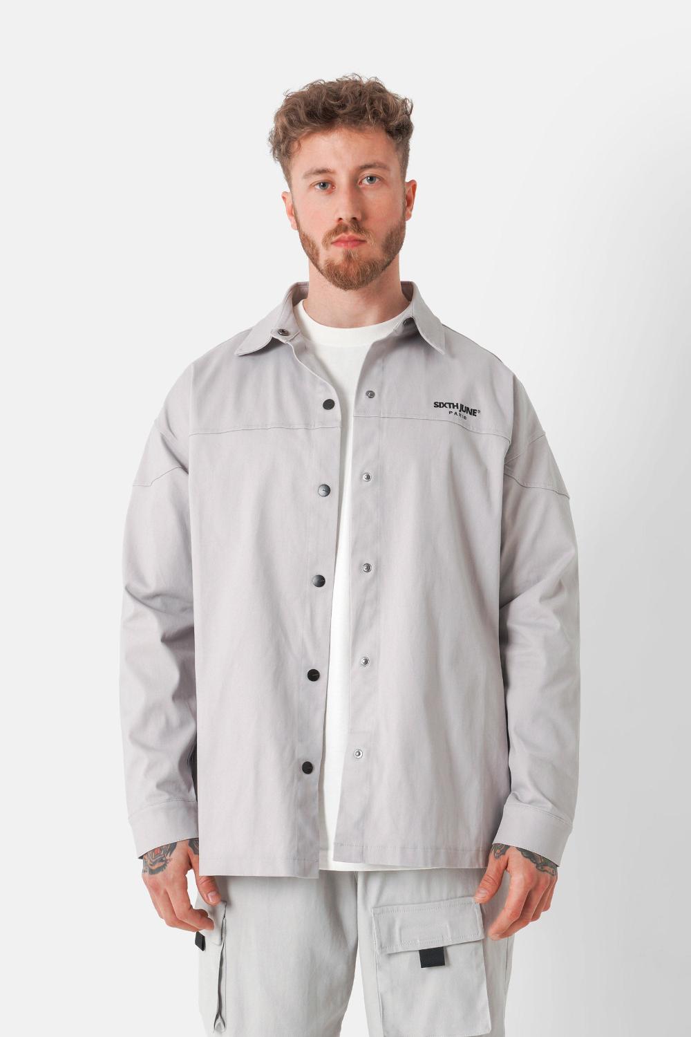 sixth june Chemise oversized logo Gris