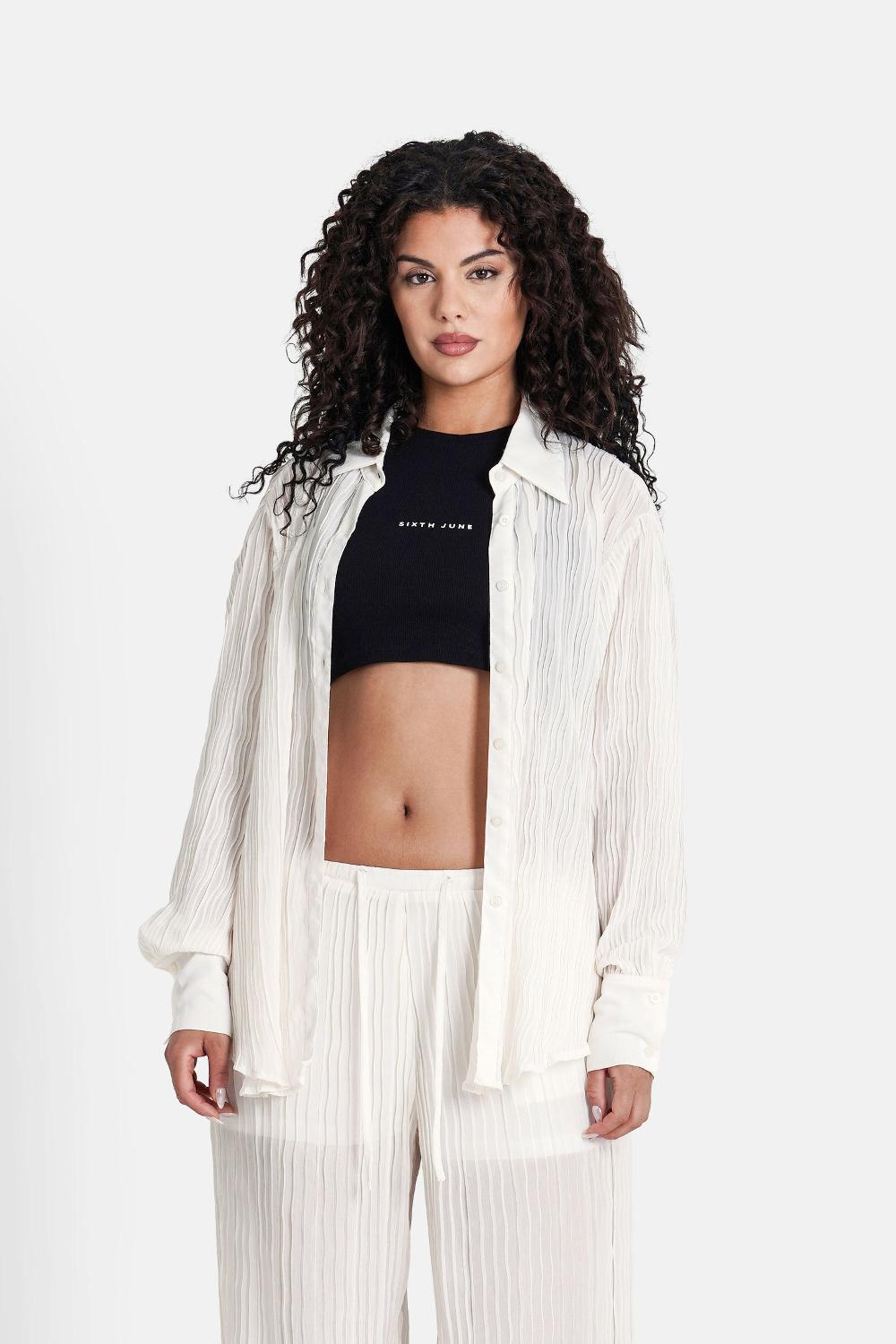sixth june Chemise plissée fluide Blanc