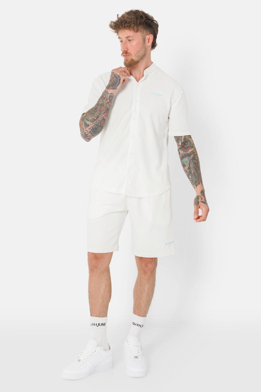 Sixth June Chemise Texturé Logo Brodé Blanc