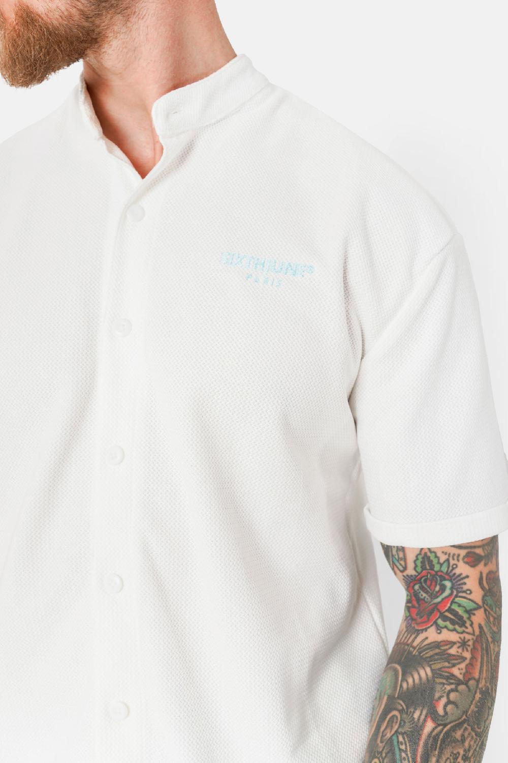 Sixth June Chemise Texturé Logo Brodé Blanc