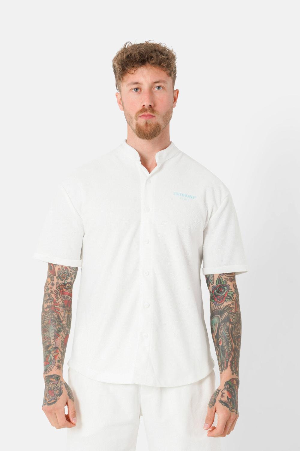 sixth june Chemise texturé logo brodé Blanc