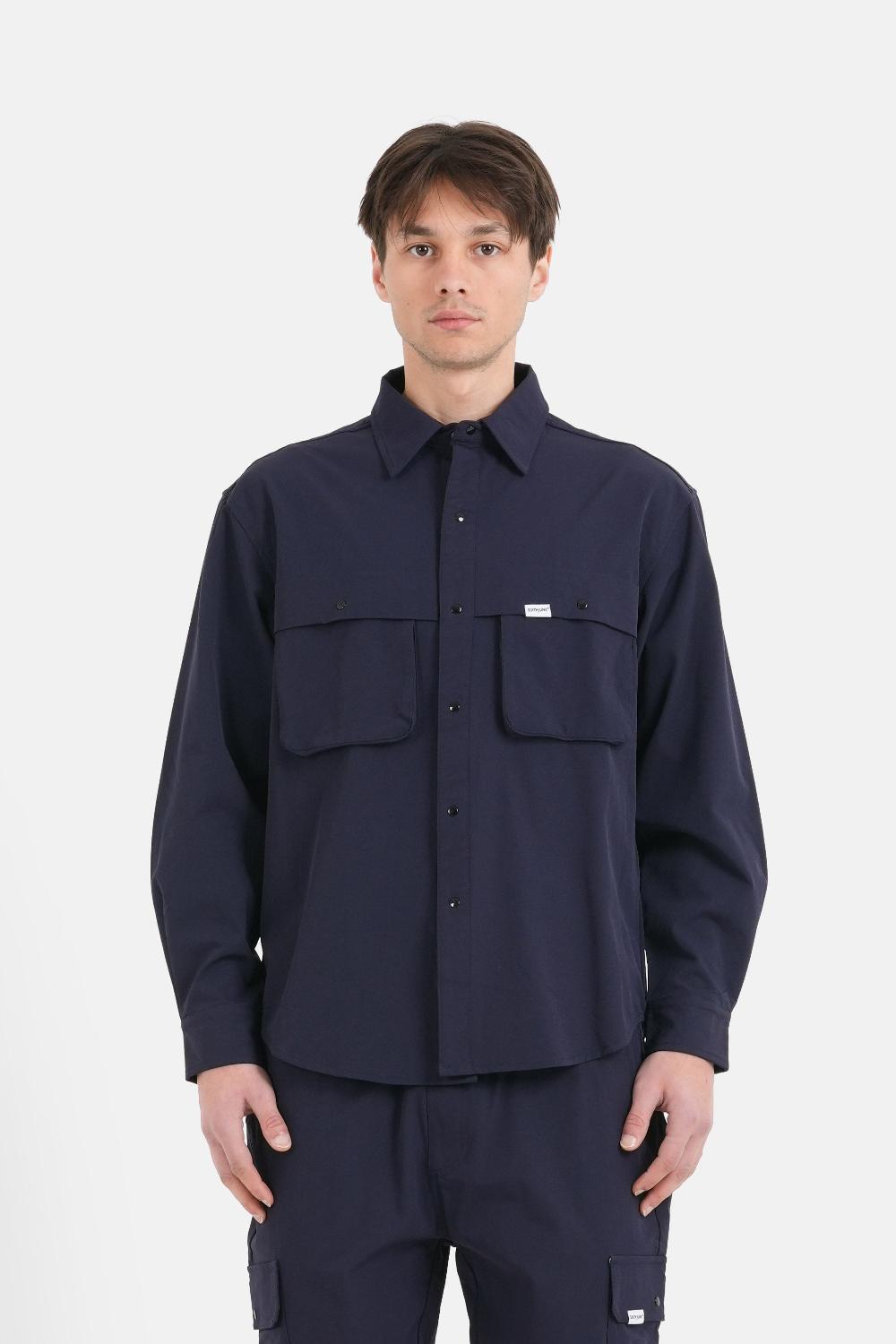 sixth june Chemise utility fluide cargo Bleu foncé