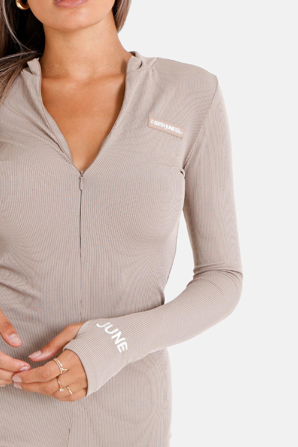 Sixth June Combinaison Côtelée Logo Beige