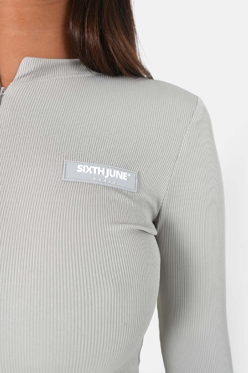 Sixth June Combinaison Côtelée Logo Gris