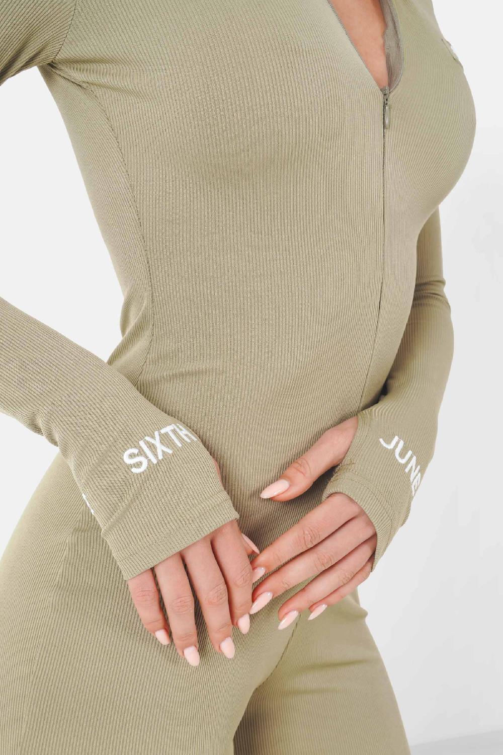 Sixth June Combinaison Côtelée Logo Vert Kaki