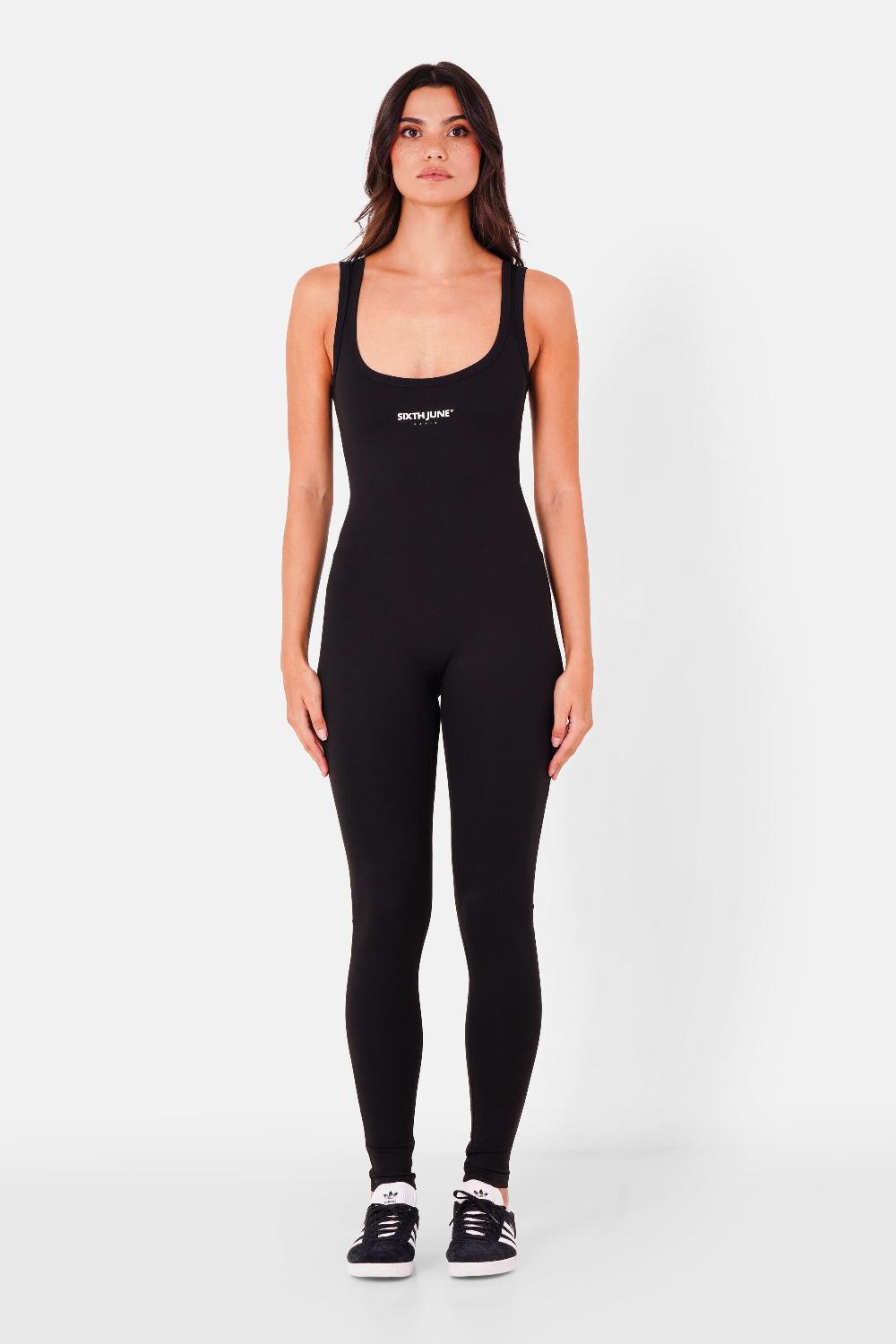 sixth june Combinaison stretch logo imprimé Noir