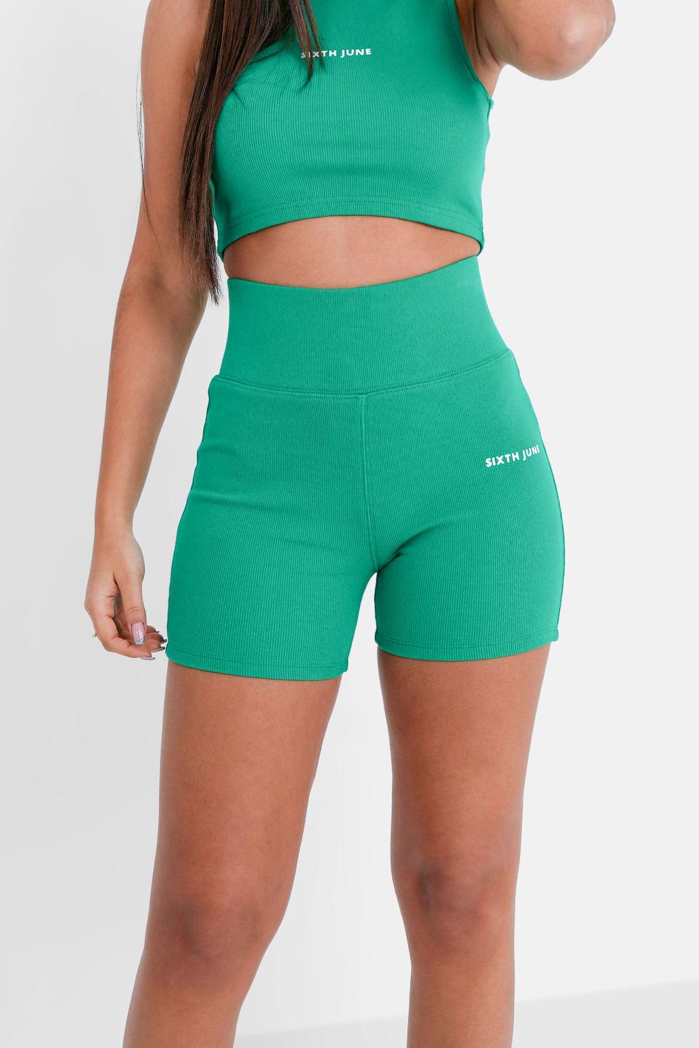 sixth june Cycliste court côtelé logo Vert