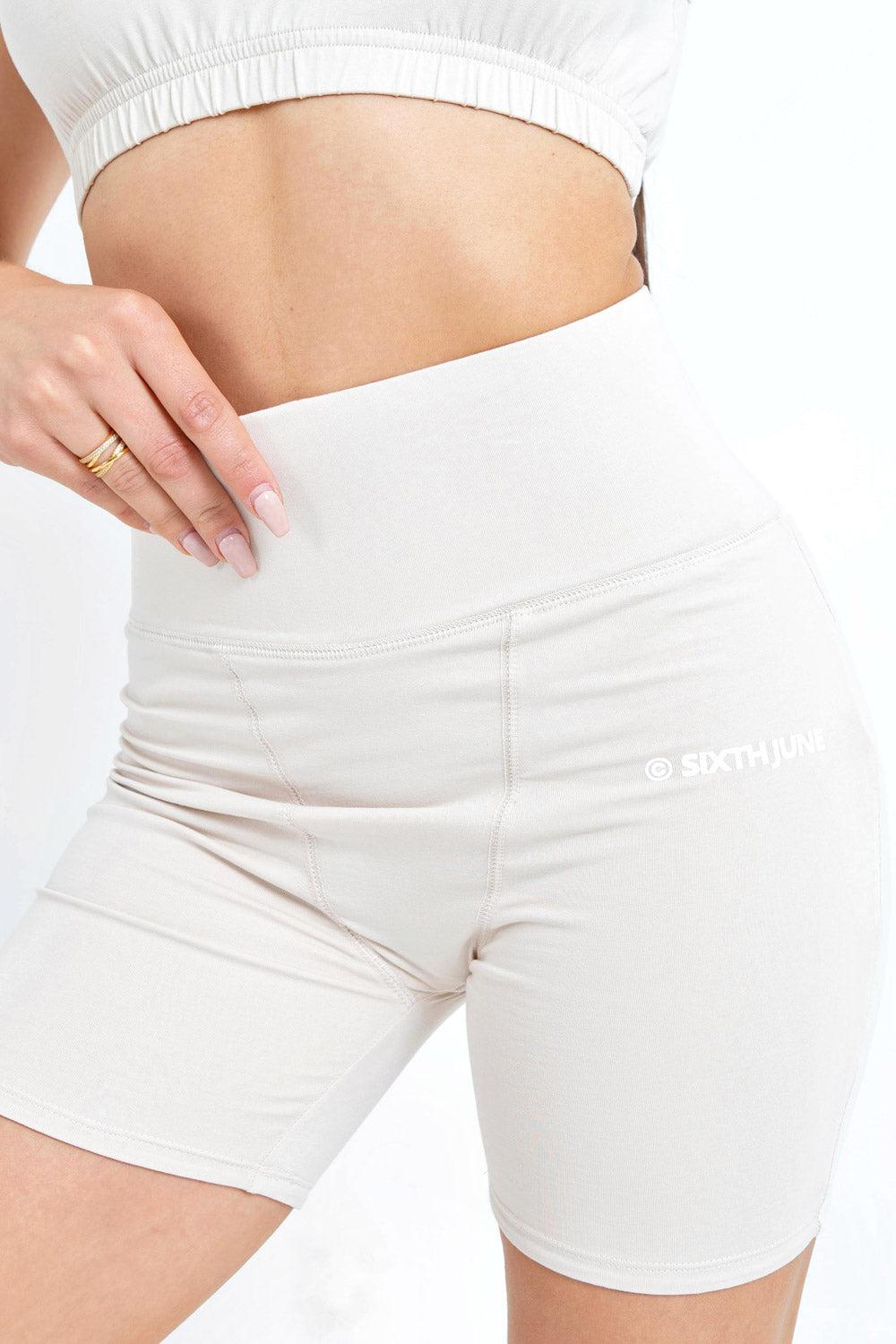 Sixth June Cycliste Court Logo Blanc Cassé