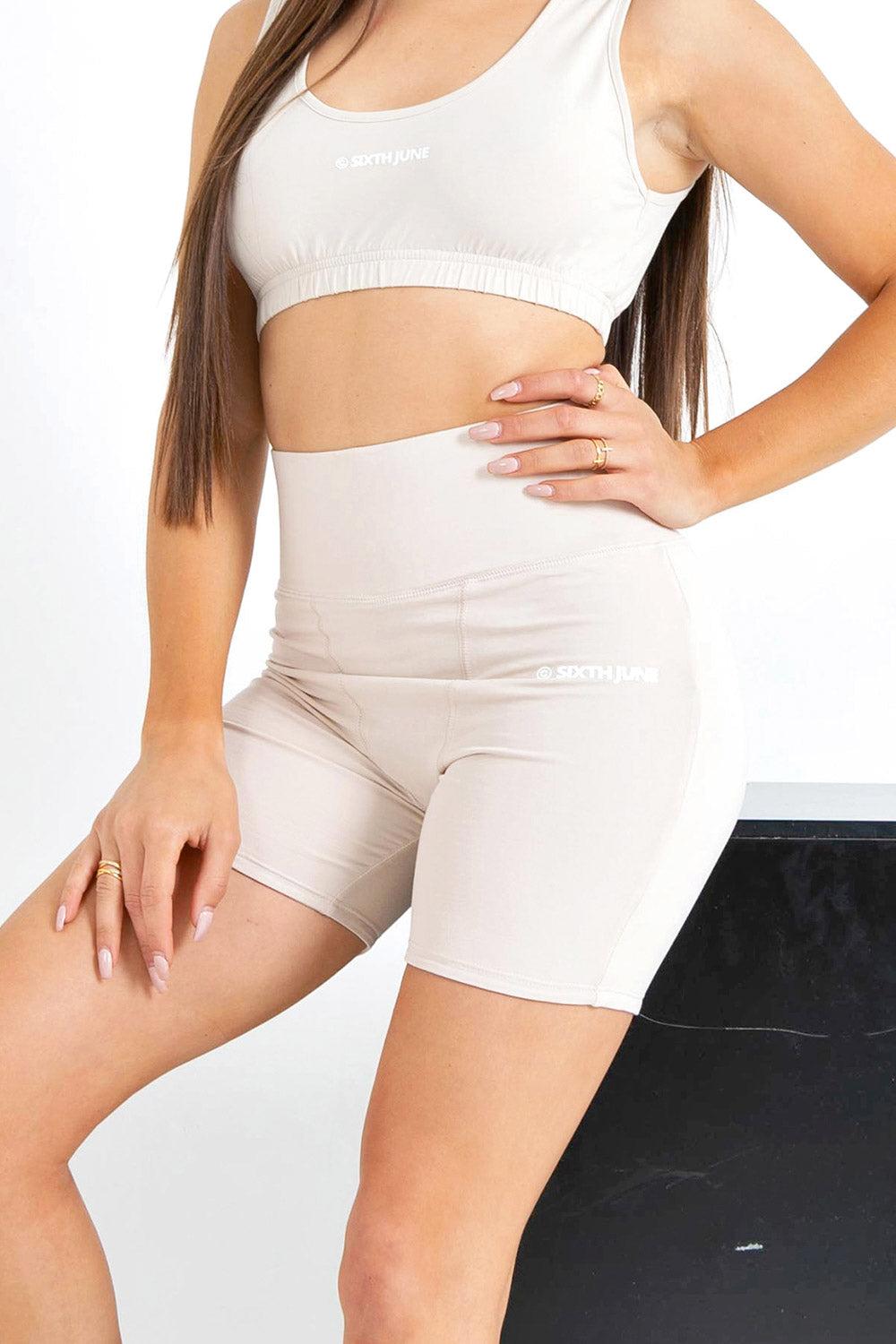 sixth june Cycliste court logo Blanc cassé