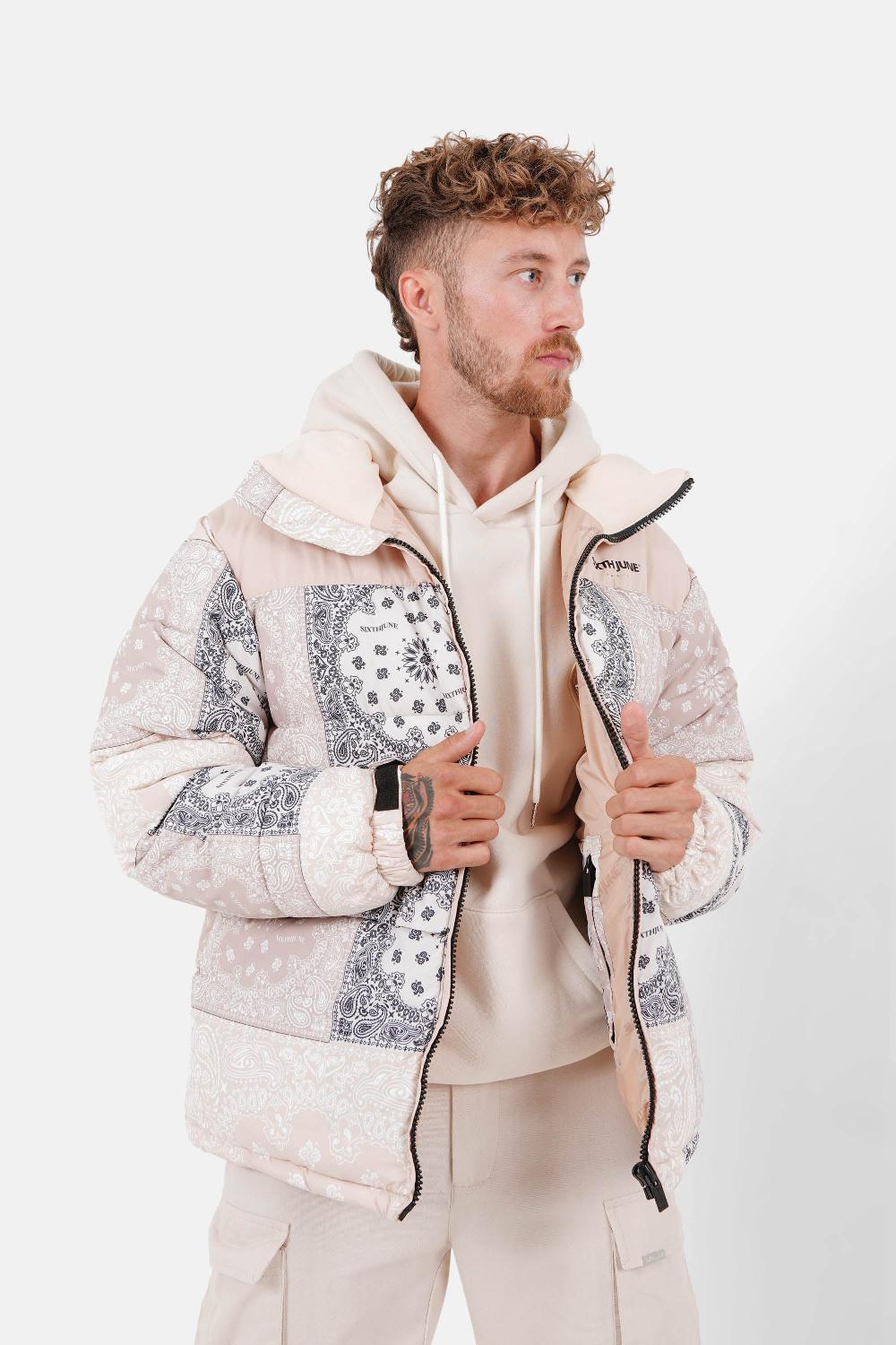 sixth june Doudoune bandana patchwork Beige