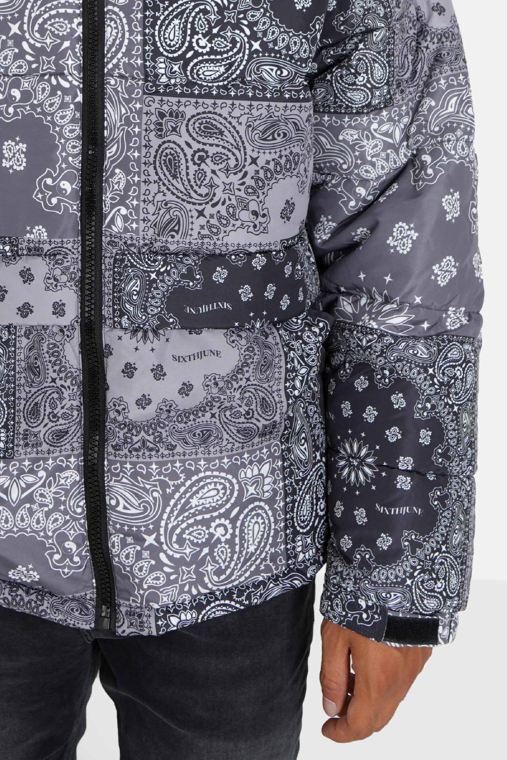 Sixth June Doudoune Bandana Patchwork Gris