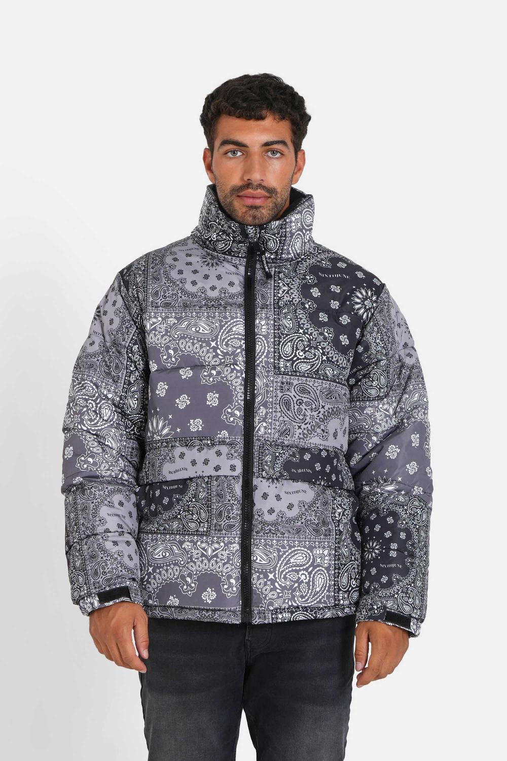 sixth june Doudoune bandana patchwork Gris