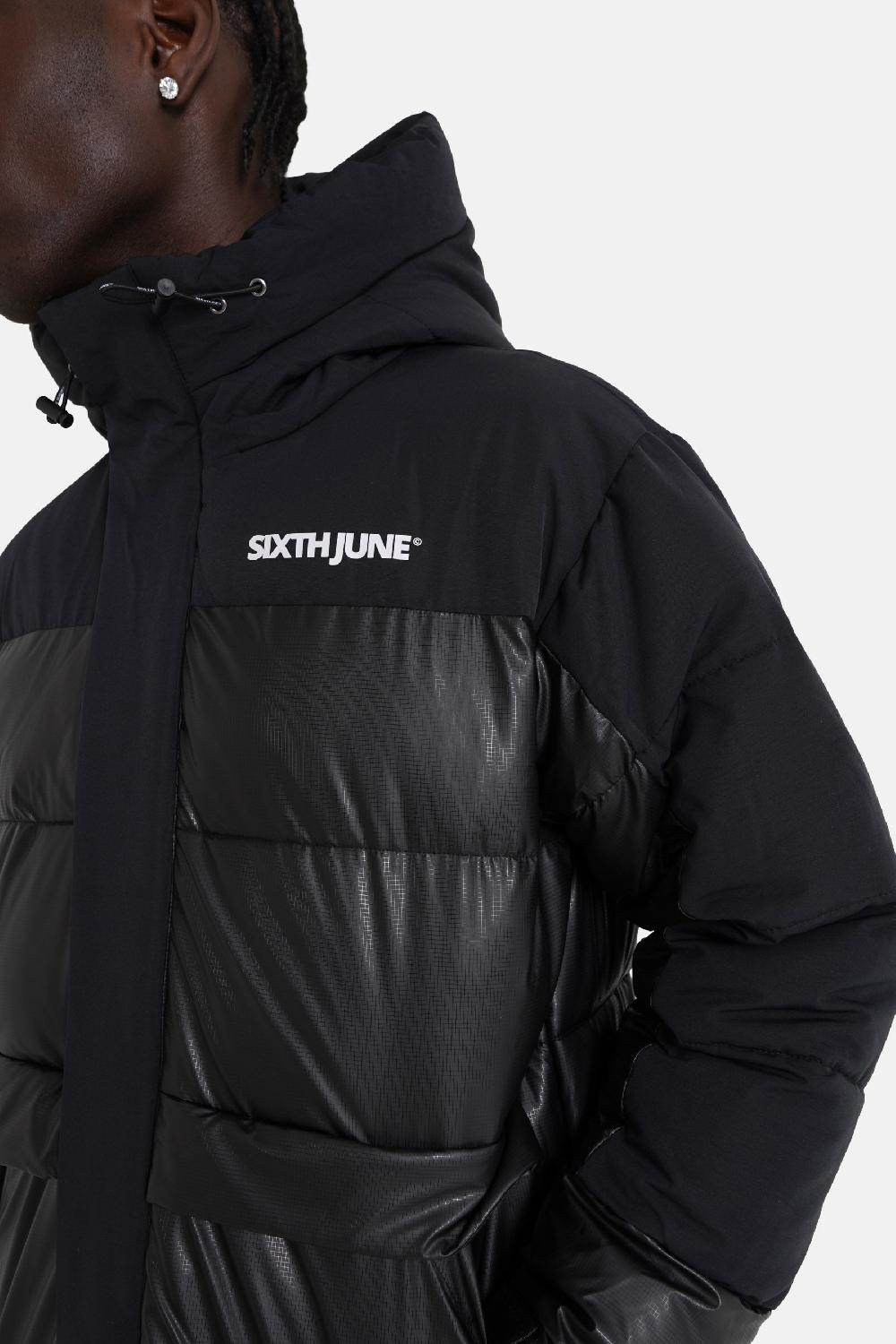 Sixth June Doudoune Bi Matière Logo Noir