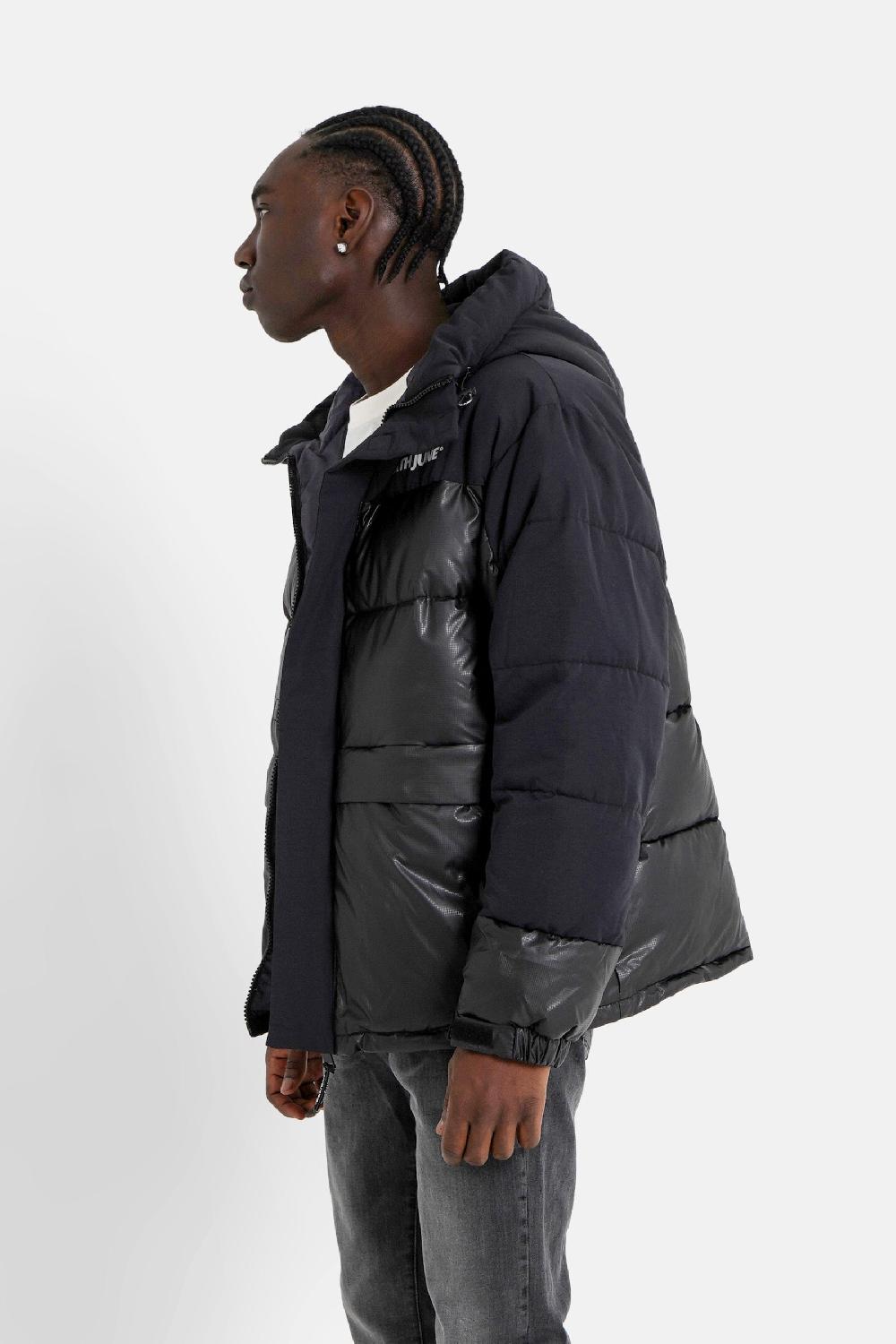 Sixth June Doudoune Bi Matière Logo Noir