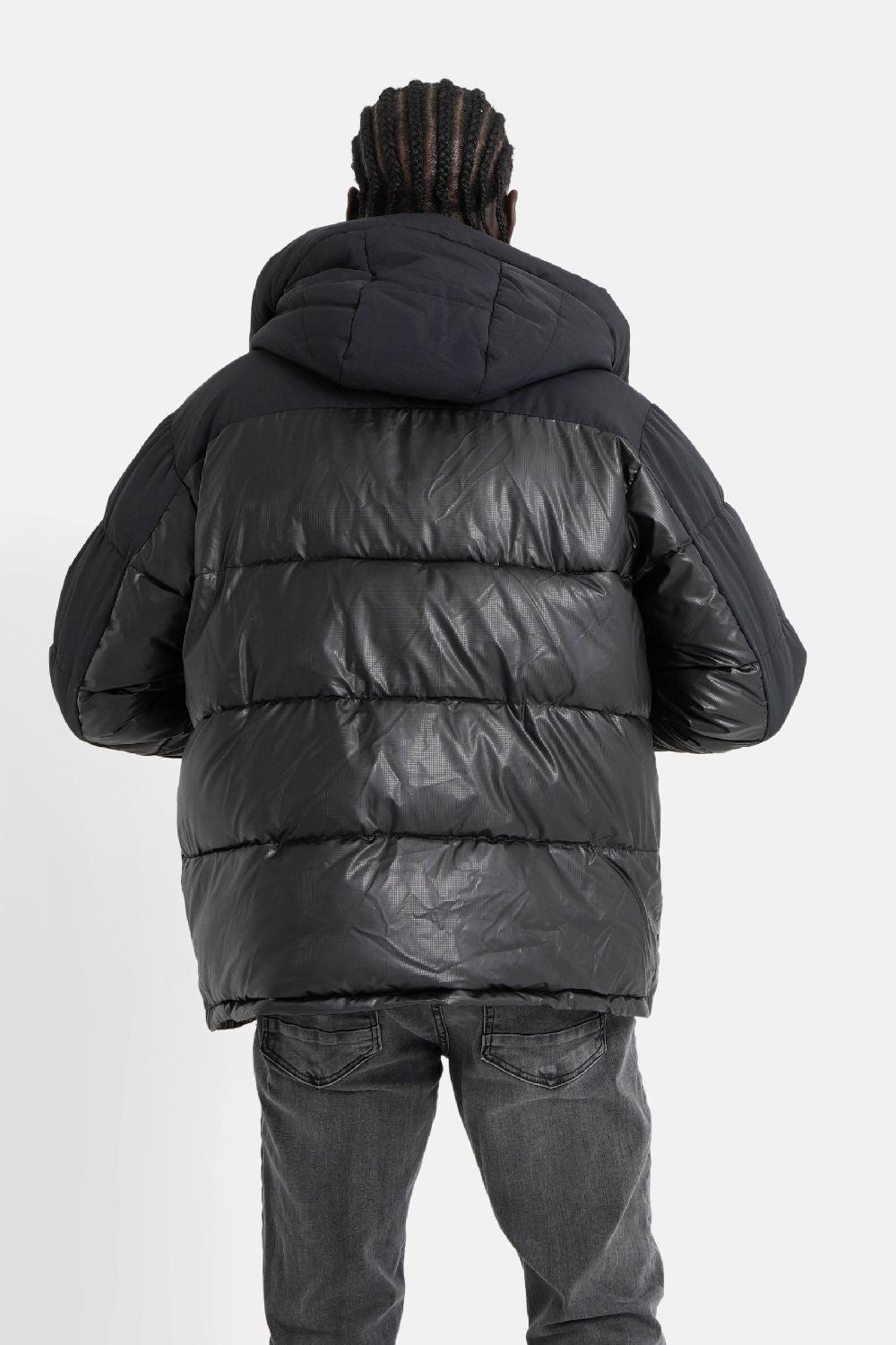 Sixth June Doudoune Bi Matière Logo Noir