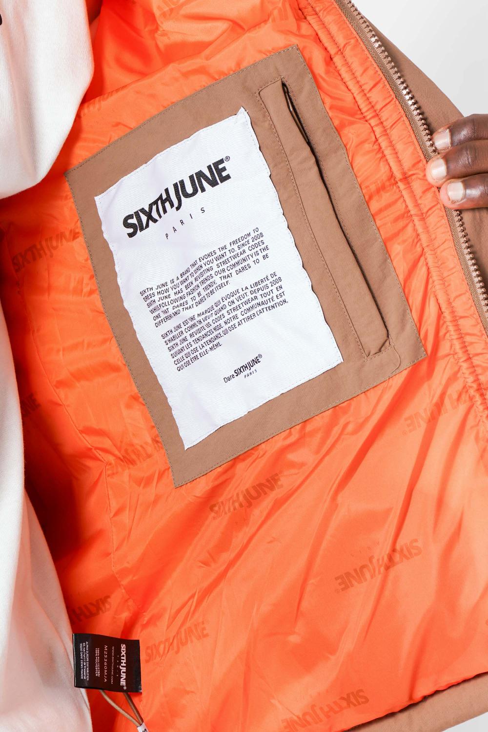 Sixth June Doudoune Bicolore Logo Beige Foncé