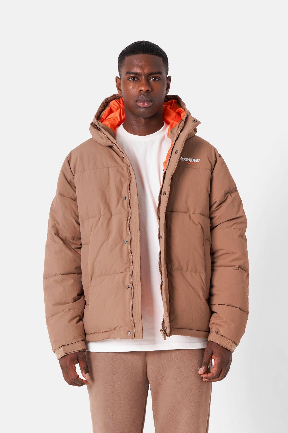 sixth june Doudoune bicolore logo Beige foncé