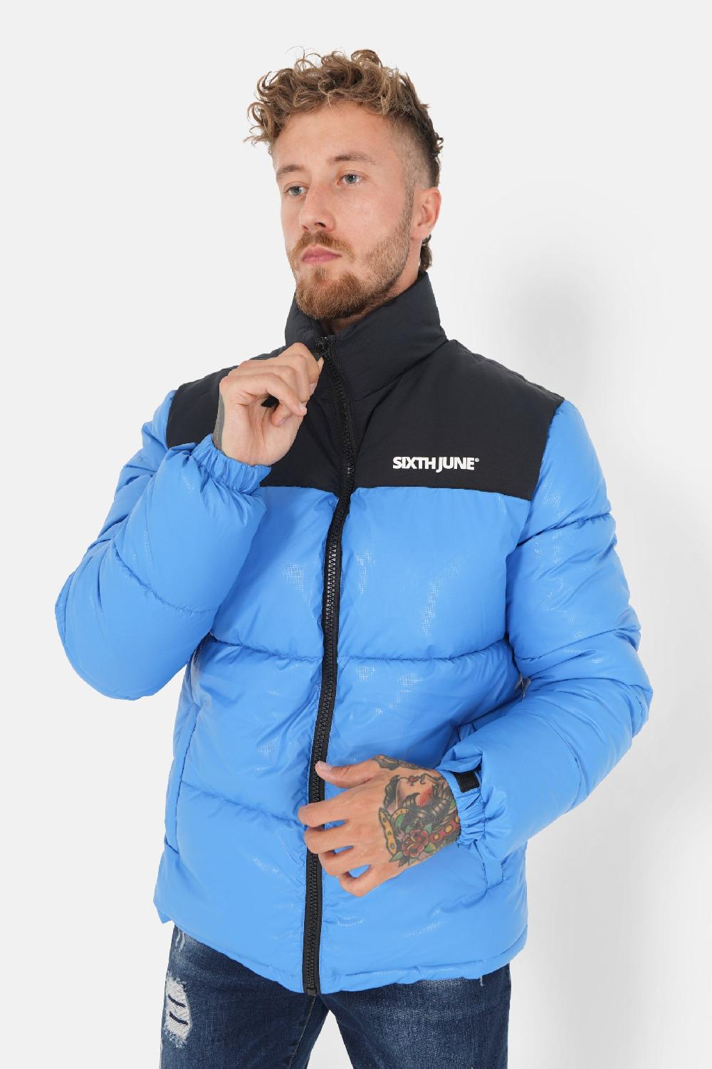 sixth june Doudoune bicolore logo Bleu