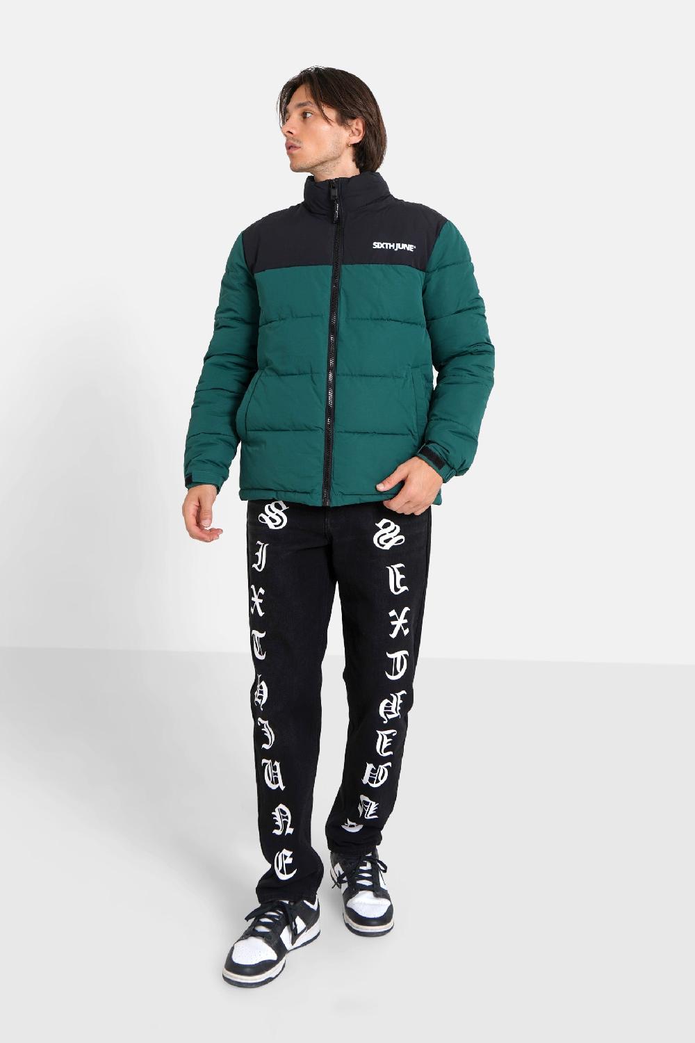 Sixth June Doudoune Bicolore Logo Vert Foncé