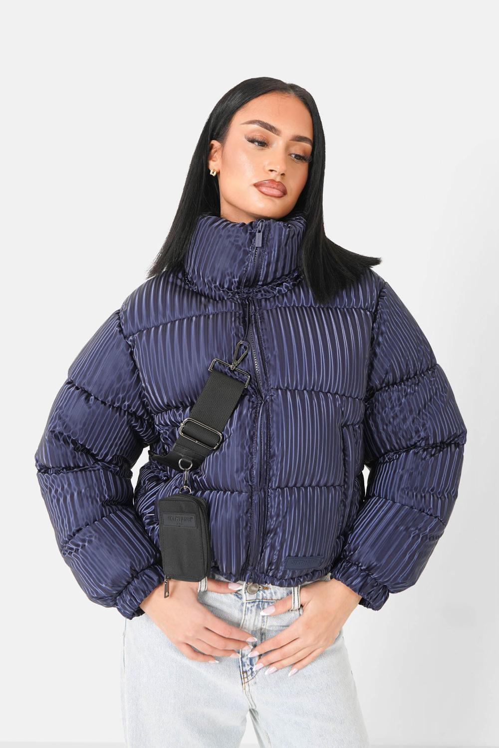 sixth june Doudoune brillant + sac Bleu foncé