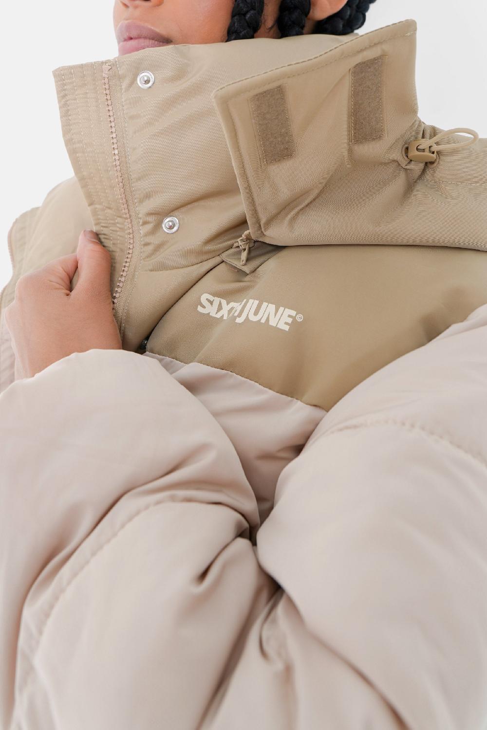 Sixth June Doudoune Courte Bi Matière Beige