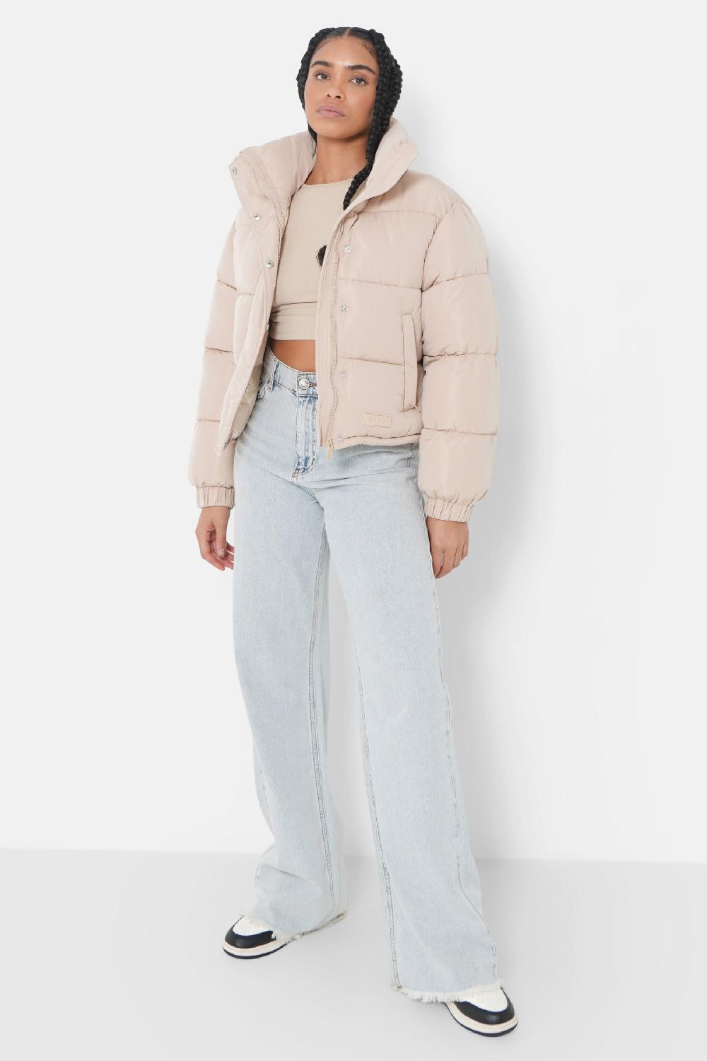 Sixth June Doudoune Courte Logo Bouclette Beige