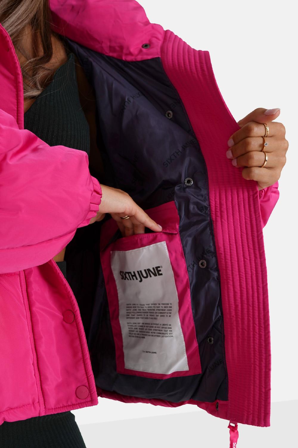 Sixth June Doudoune Courte Matelassé Capuche Rose